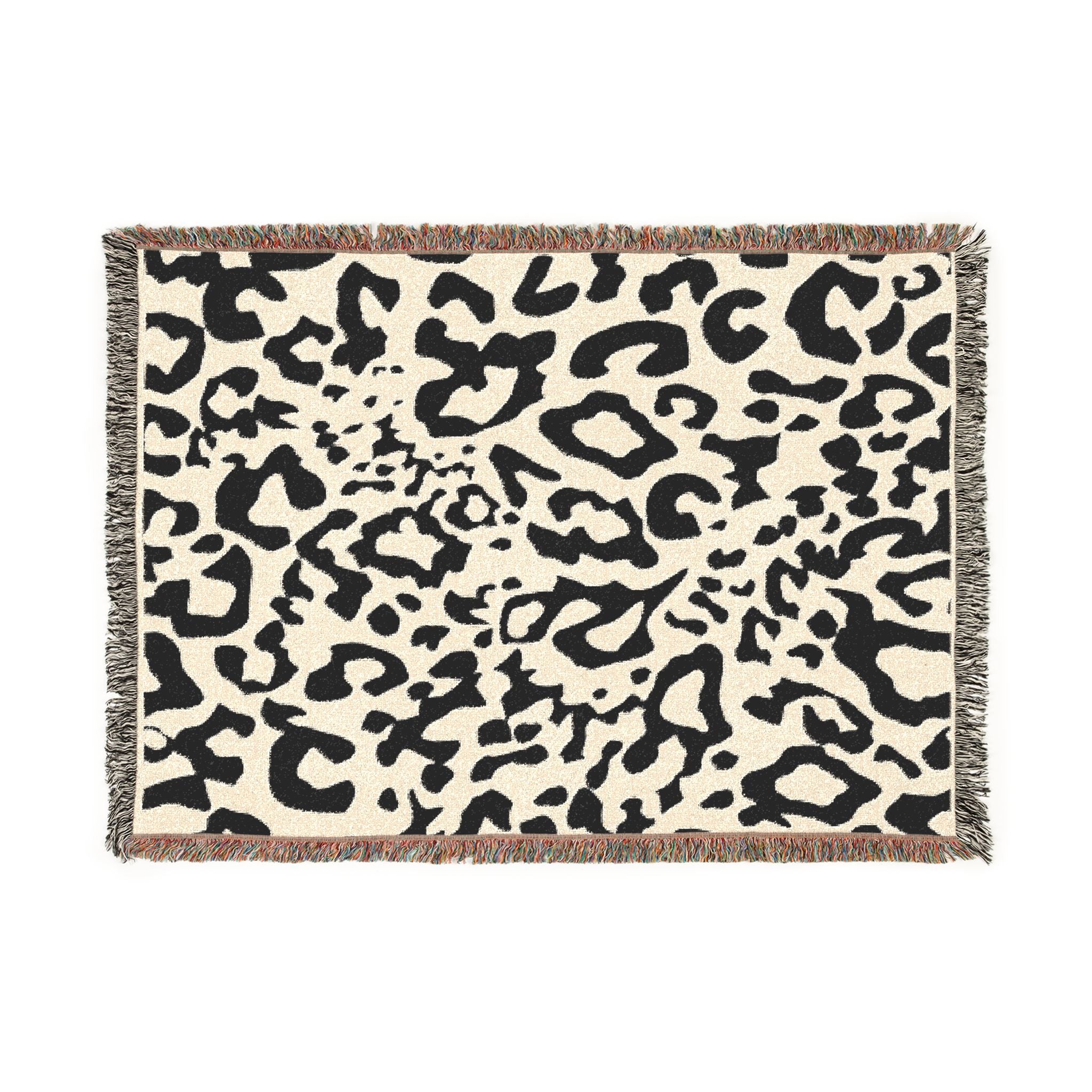 Leopard Print Woven Blanket — Cozy Fringe Throw for Living Room, Bedroom & Travel