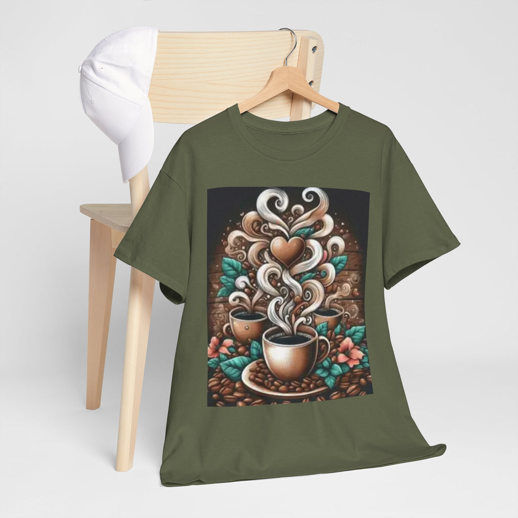Coffee Cup T-Shirt — Whimsical Steaming Heart Coffee Design