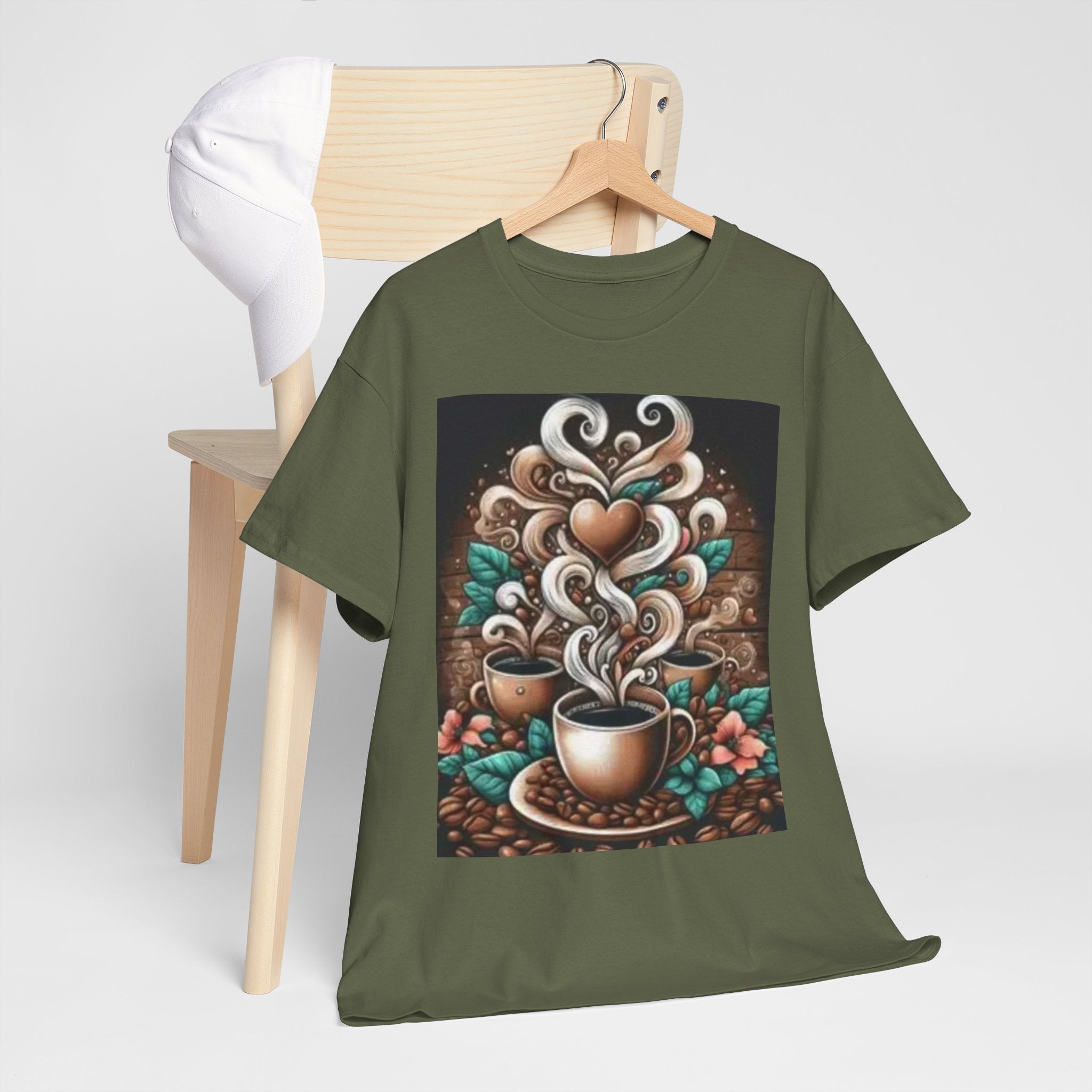 Coffee Cup T-Shirt — Whimsical Steaming Heart Coffee Design
