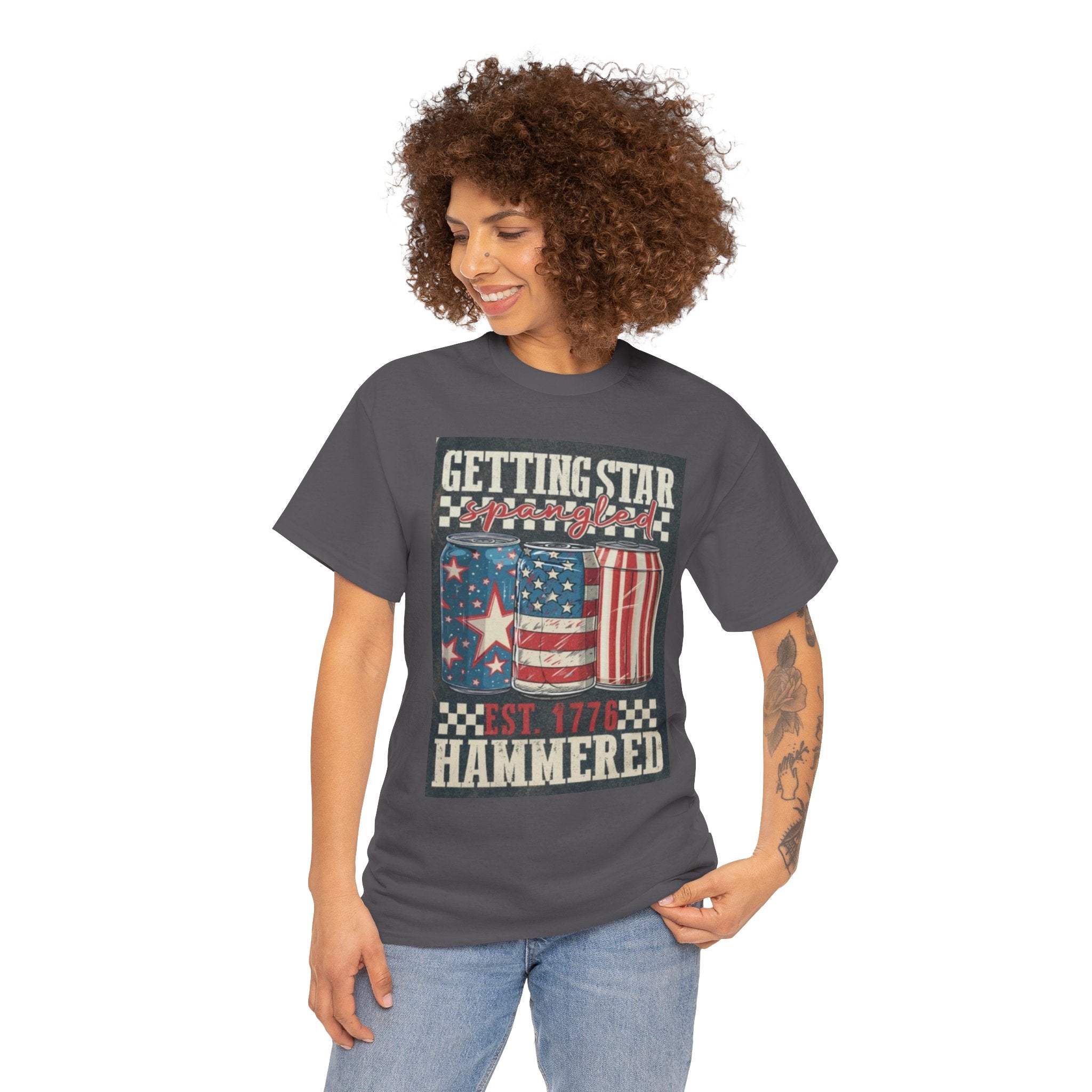 Getting Star Hammered Tee — Patriotic 4th of July Beer Can T-Shirt (Est. 1776)