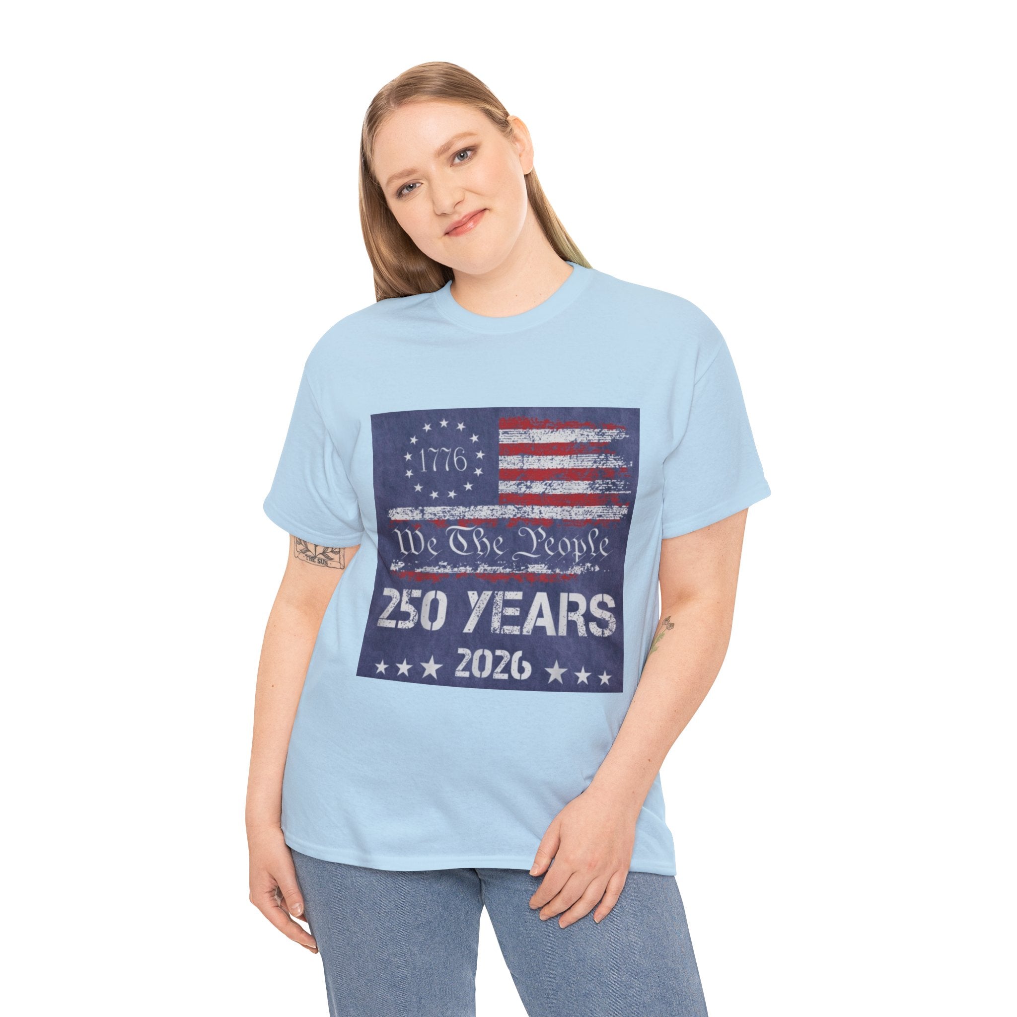 T-Shirt — Vintage 'We The People 250 Years 2026' Patriotic American Flag Tee