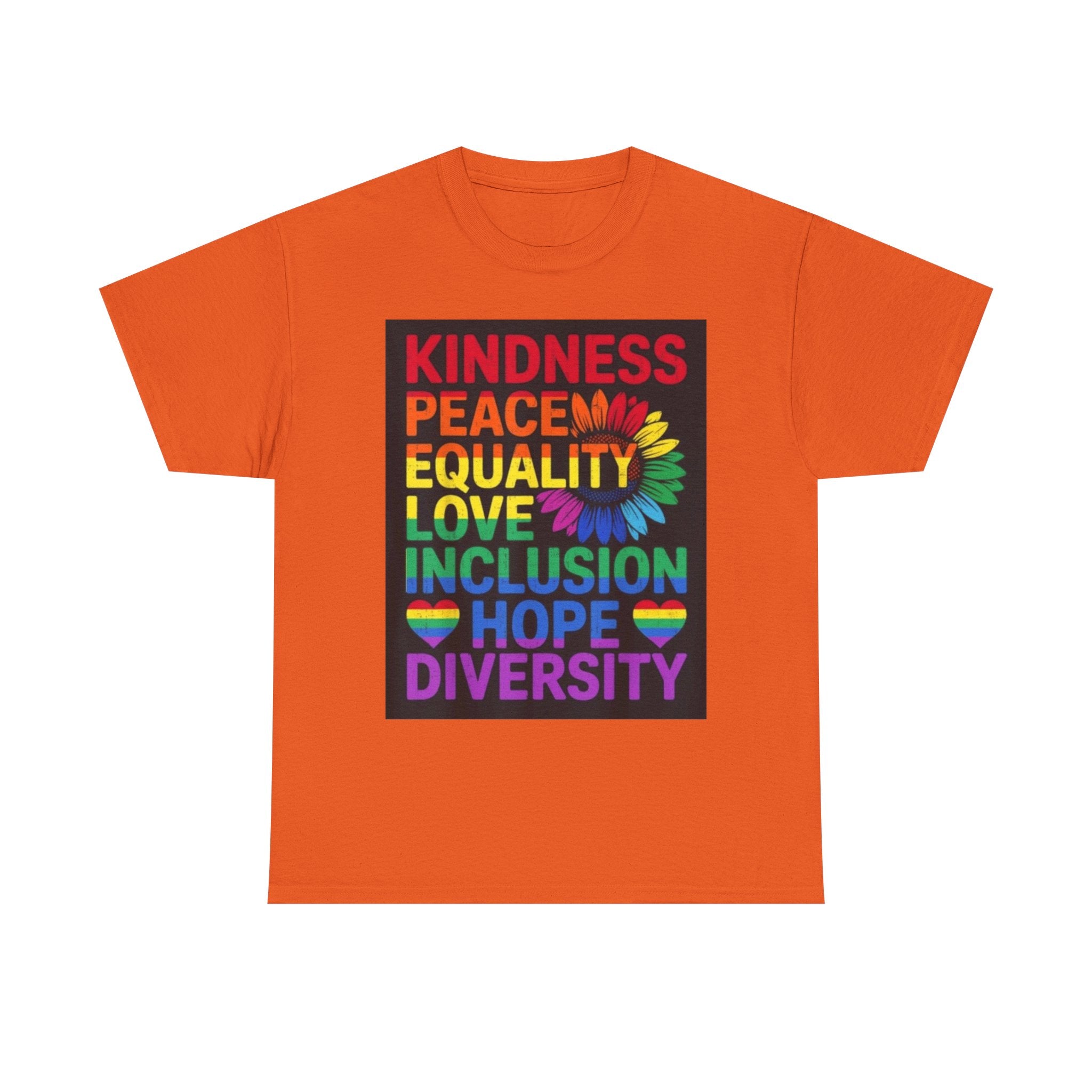 Kindness Peace Equality Rainbow T-Shirt — Pride Inclusion & Diversity Tee