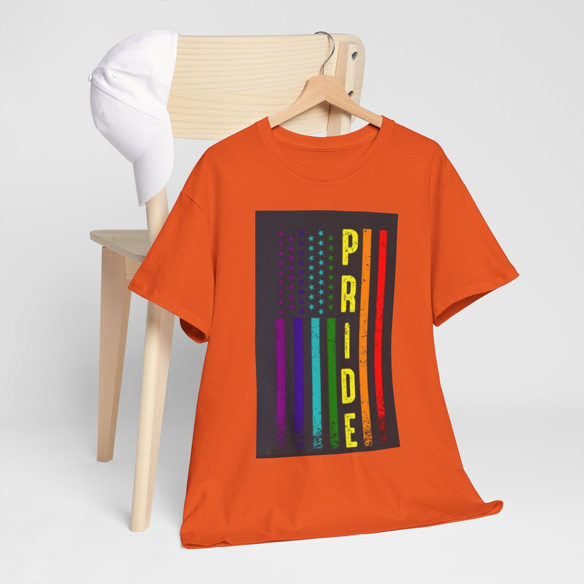 Pride Rainbow Flag Tee — Vertical "PRIDE" Graphic T-Shirt