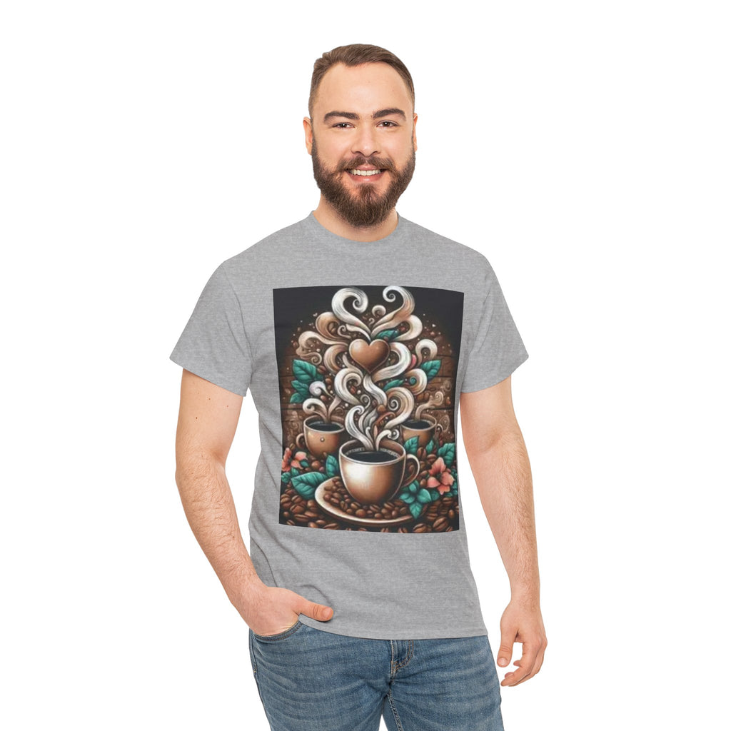 Coffee Cup T-Shirt — Whimsical Steaming Heart Coffee Design