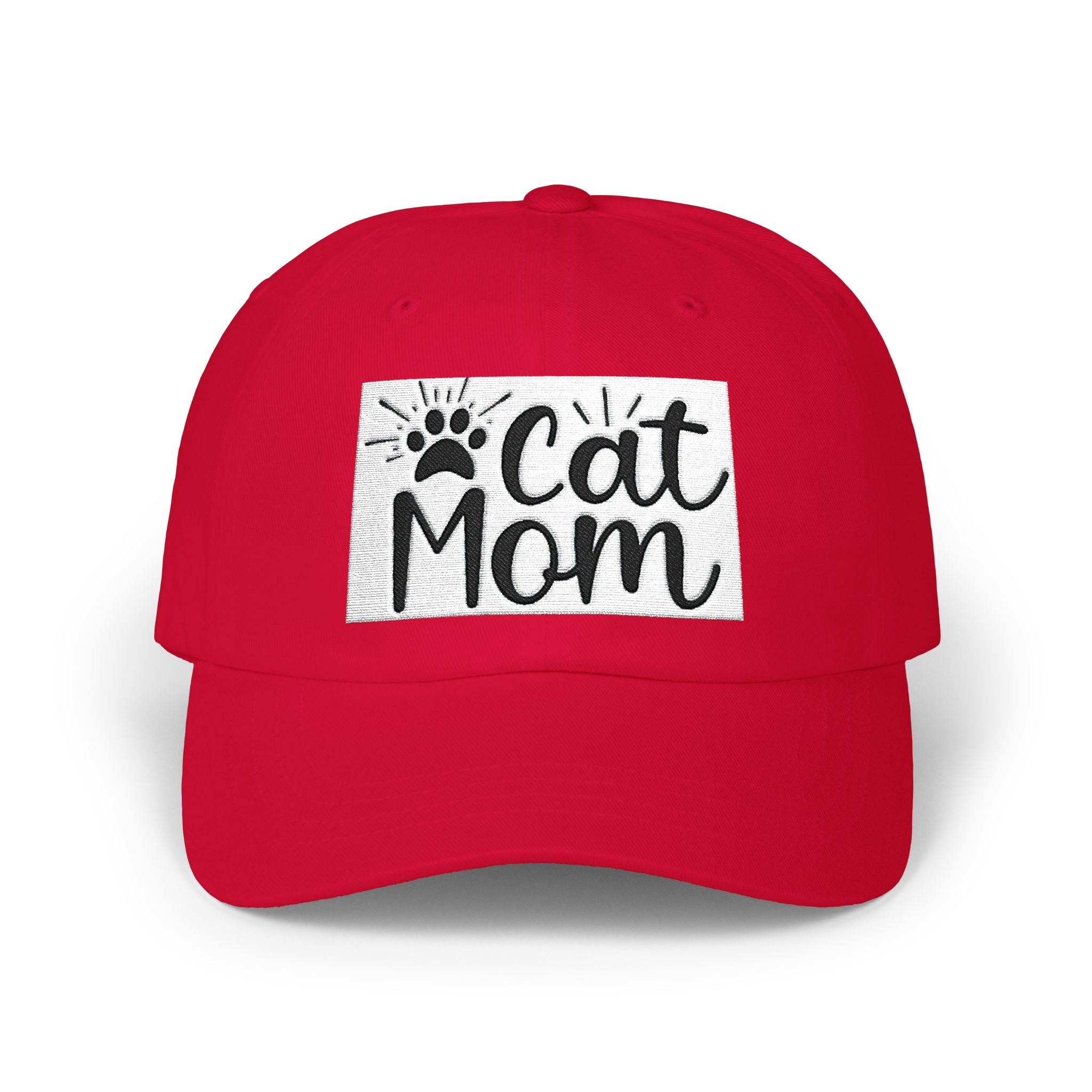 Cat Mom Dad Cap – White Embroidered Cat Mom Baseball Hat