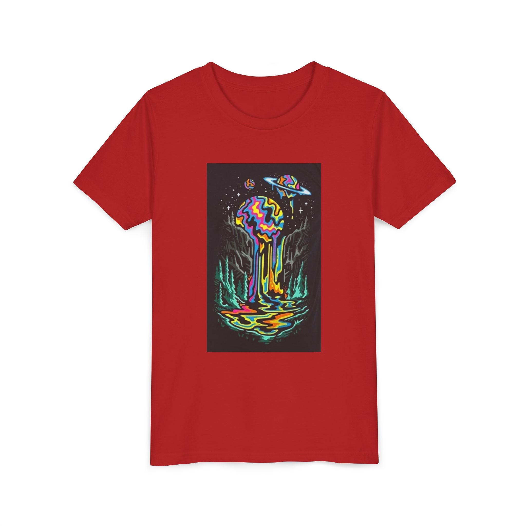 Youth Tee — Neon Drip Planet Space Graphic