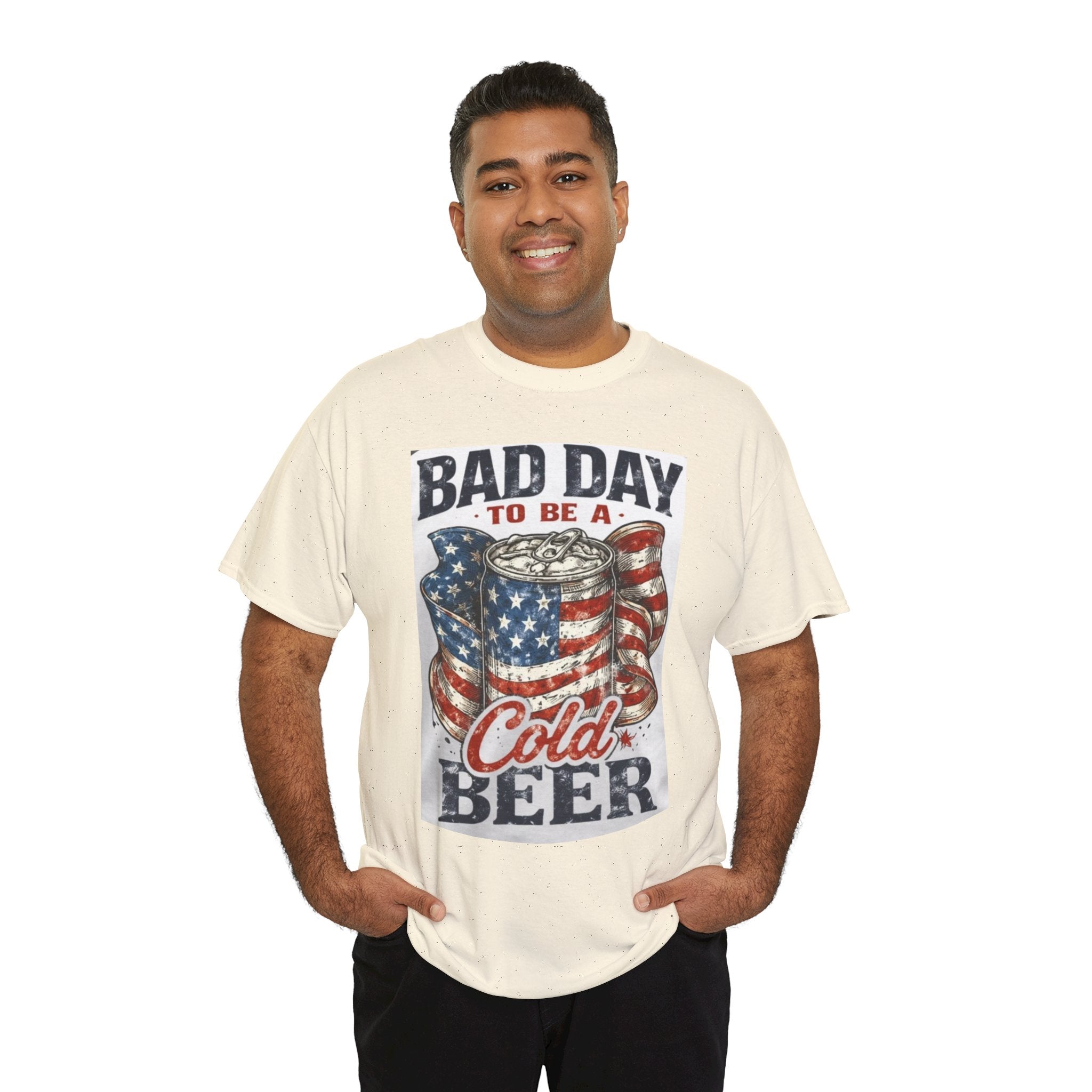 Bad Day to Be a Cold Beer T-Shirt — American Flag Beer Can Graphic Tee