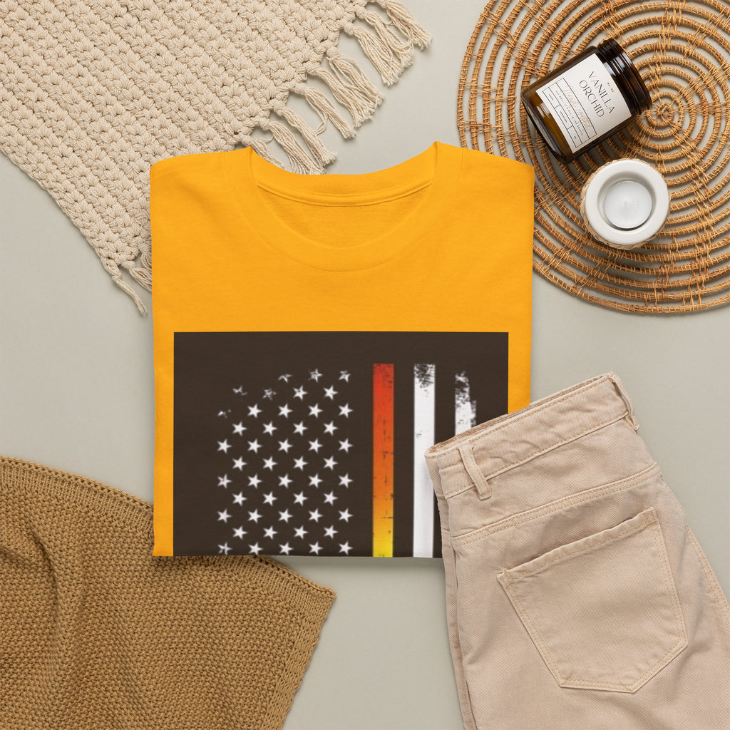 LGBTQ+ Pride Flag T‑Shirt — Distressed American Flag with Rainbow Stripe