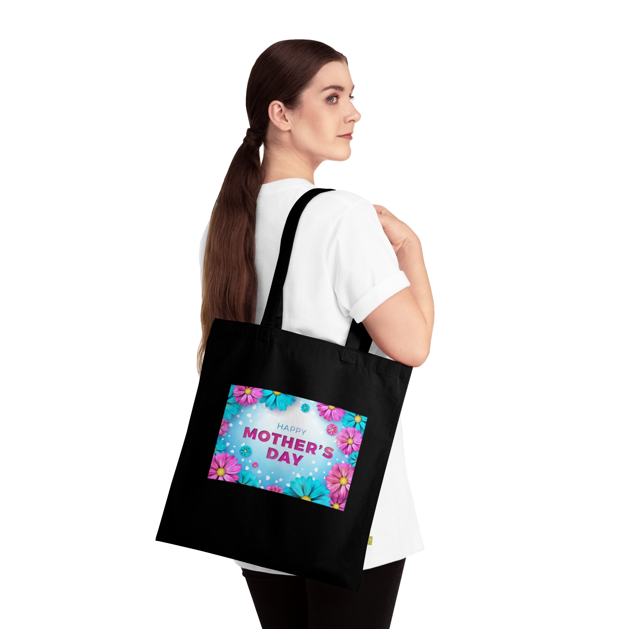Mother's Day Floral Tote Bag – 'Happy Mother's Day' Organic Cotton Gift Tote