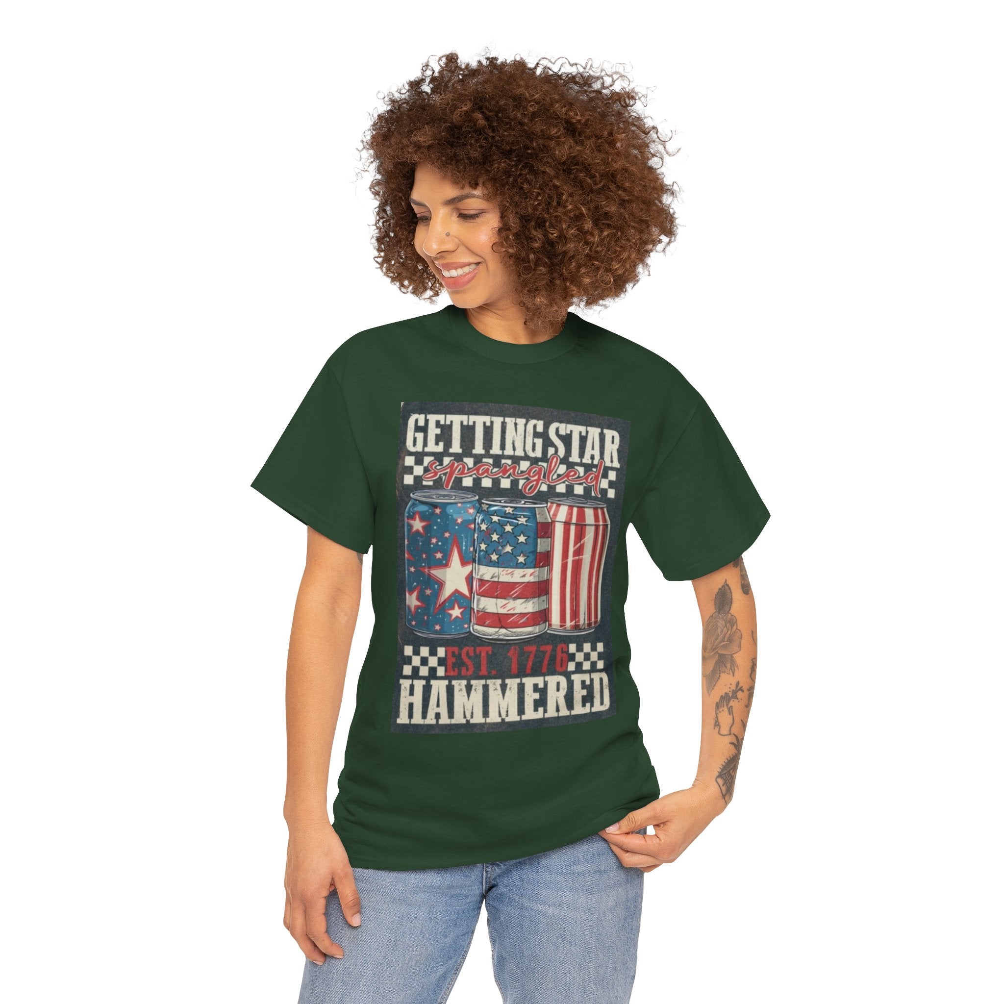 Getting Star Hammered Tee — Patriotic 4th of July Beer Can T-Shirt (Est. 1776)