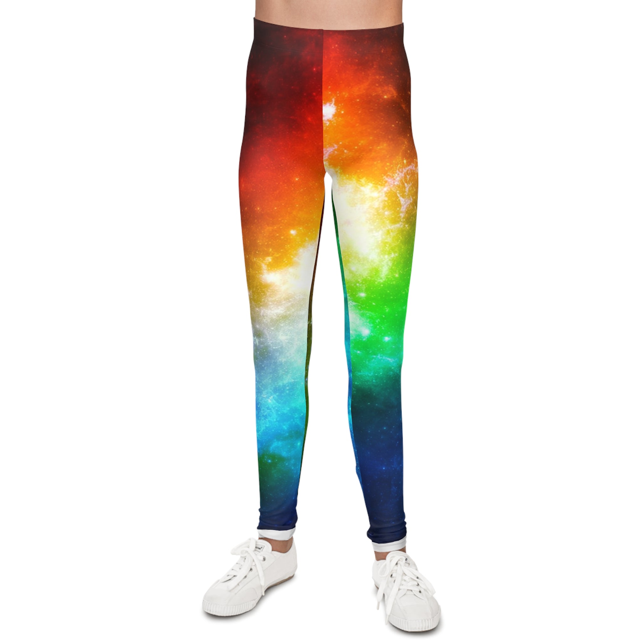 Youth Rainbow Galaxy Leggings — Colorful Space Print AOP
