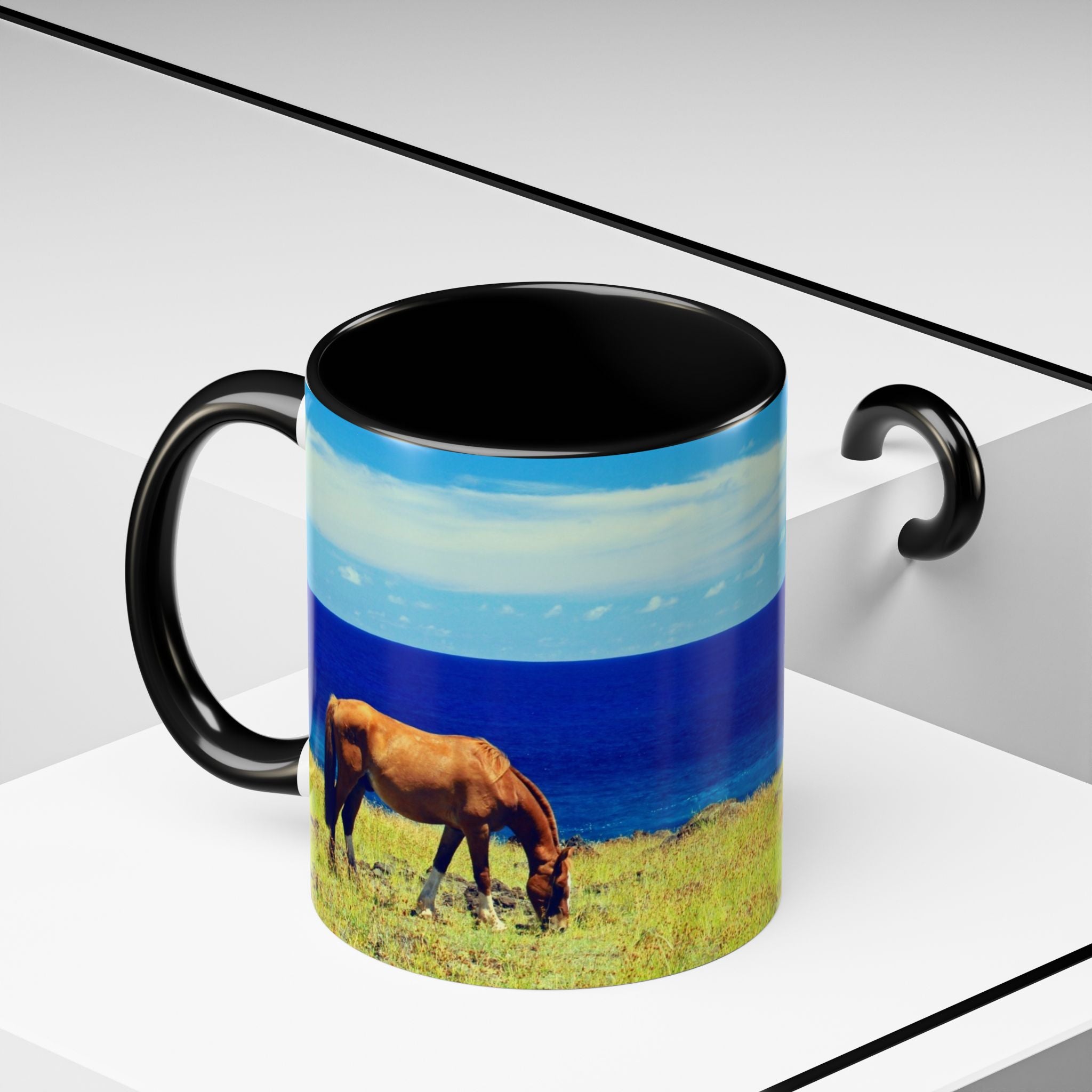 Coastal Landscape Accent Coffee Mug – Ocean View Beach Scene (11/15oz)