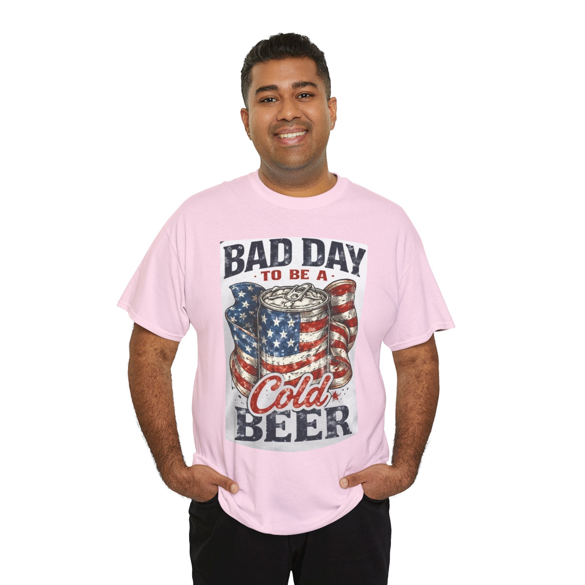 Bad Day to Be a Cold Beer T-Shirt — American Flag Beer Can Graphic Tee