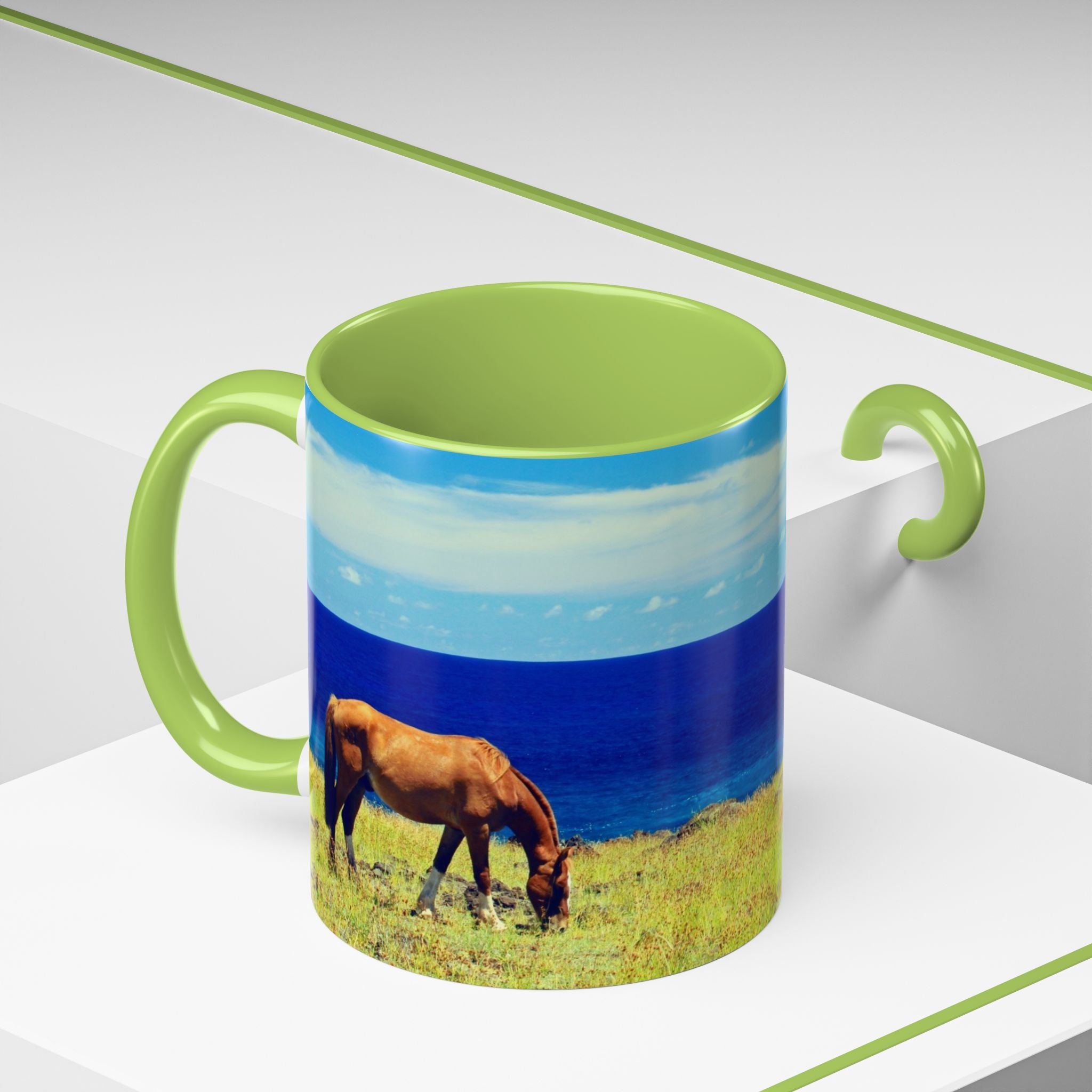 Coastal Landscape Accent Coffee Mug – Ocean View Beach Scene (11/15oz)