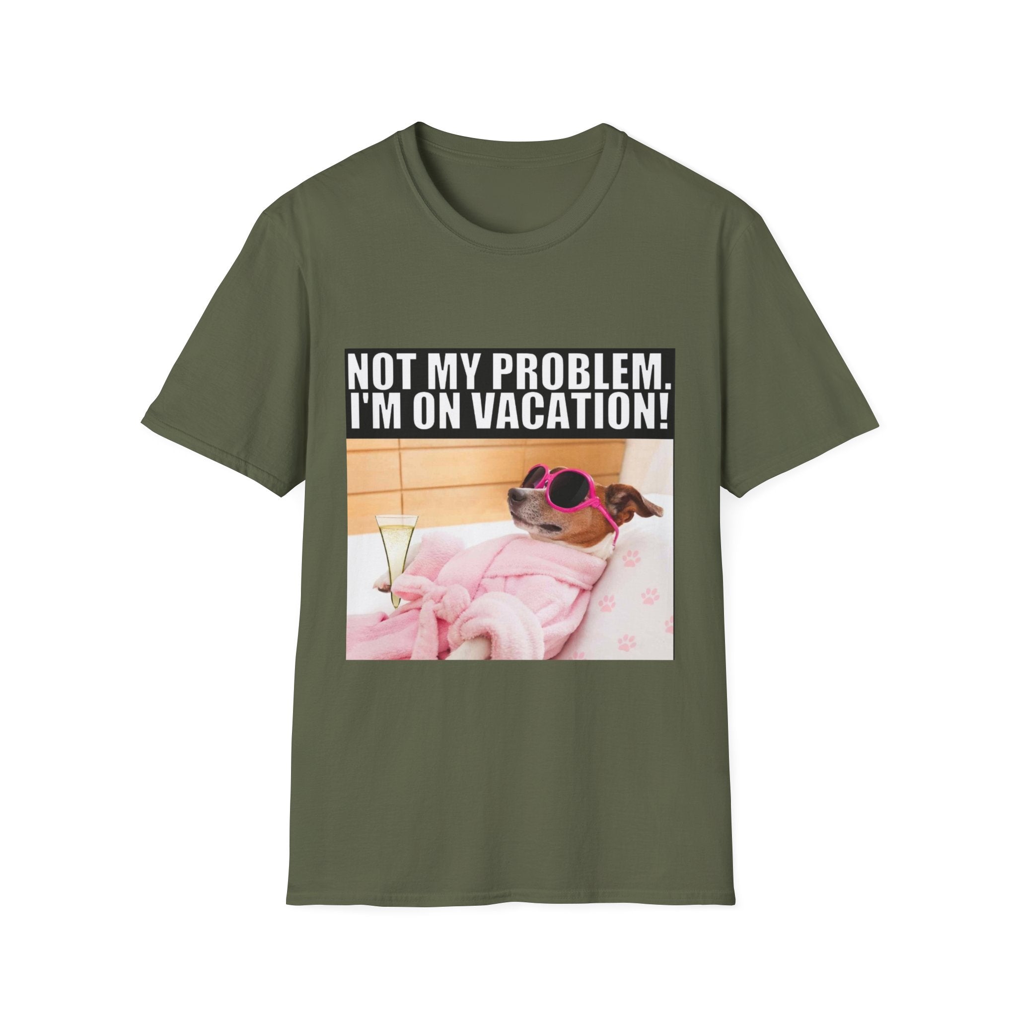 Vacation Vibes T-Shirt — "Not My Problem, I'm On Vacation" Relaxed Dog Graphic Tee