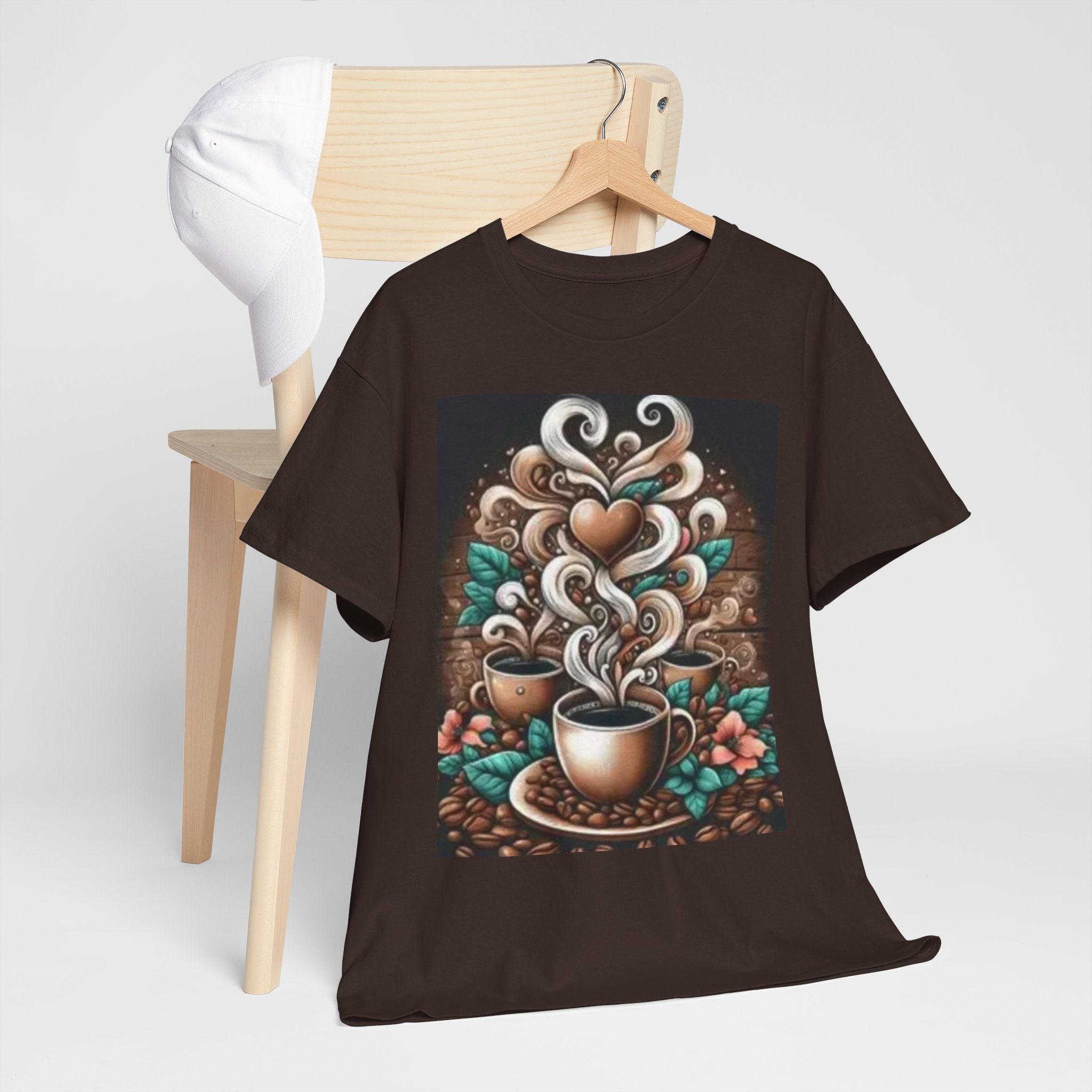 Coffee Cup T-Shirt — Whimsical Steaming Heart Coffee Design