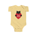 Infant Bodysuit - Black Cat Holding Heart "You're Purrfect" Baby Onesie