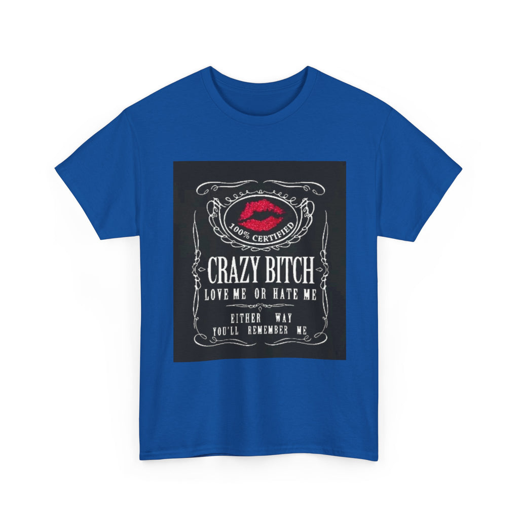 Crazy Bitch Graphic Tee – 'Love Me or Hate Me' Retro Lip Print