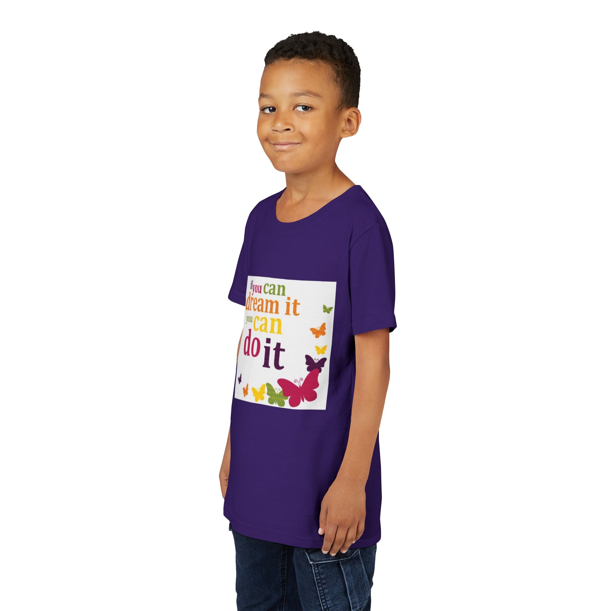 Youth Tee – "If You Can Dream It You Can Do It" Colorful Butterfly Inspirational Shirt