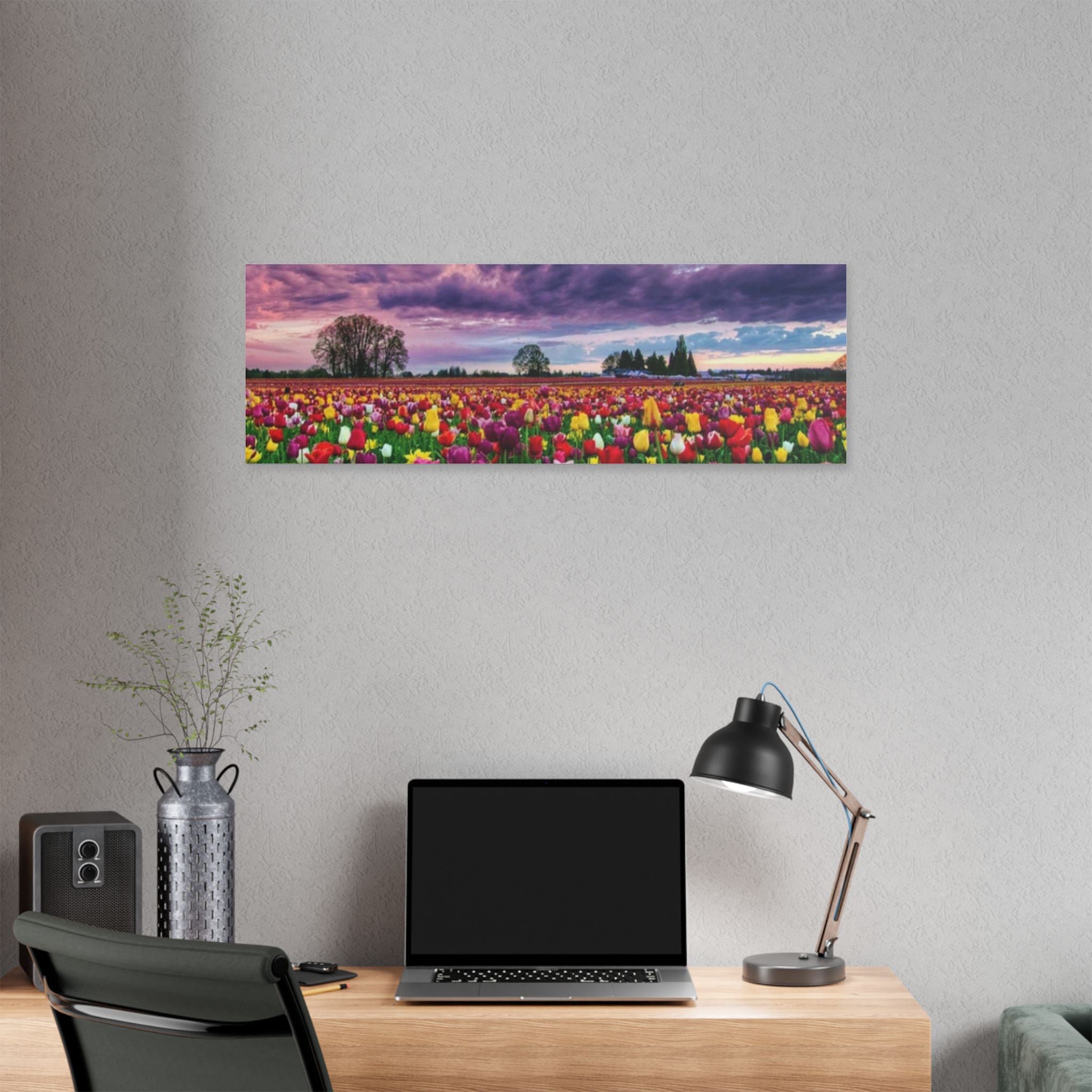 Tulip Field Sunset Canvas Print