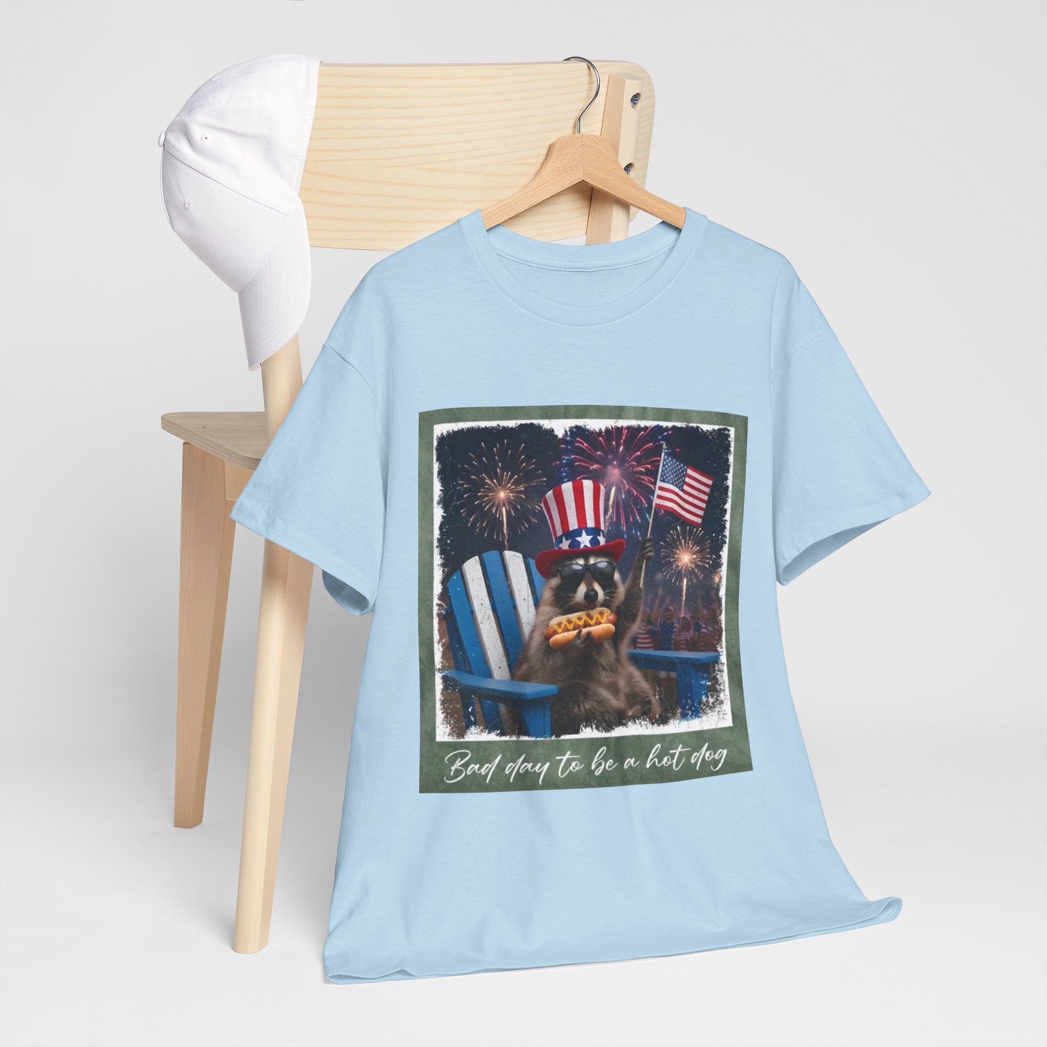 Patriotic Uncle Sam Bear T-Shirt — 'God Spares Us to Be a Hot Dog' 4th of July Tee
