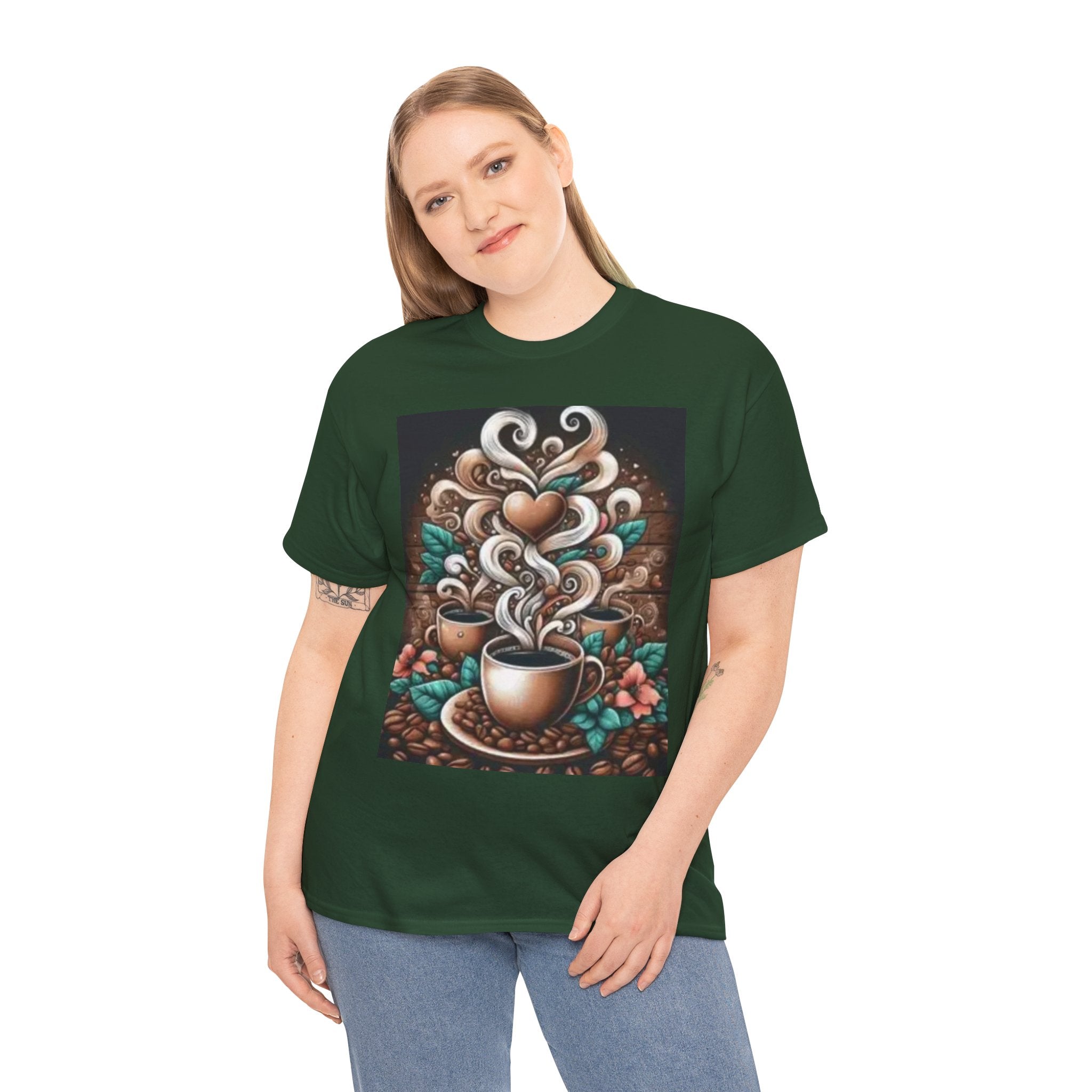 Coffee Cup T-Shirt — Whimsical Steaming Heart Coffee Design