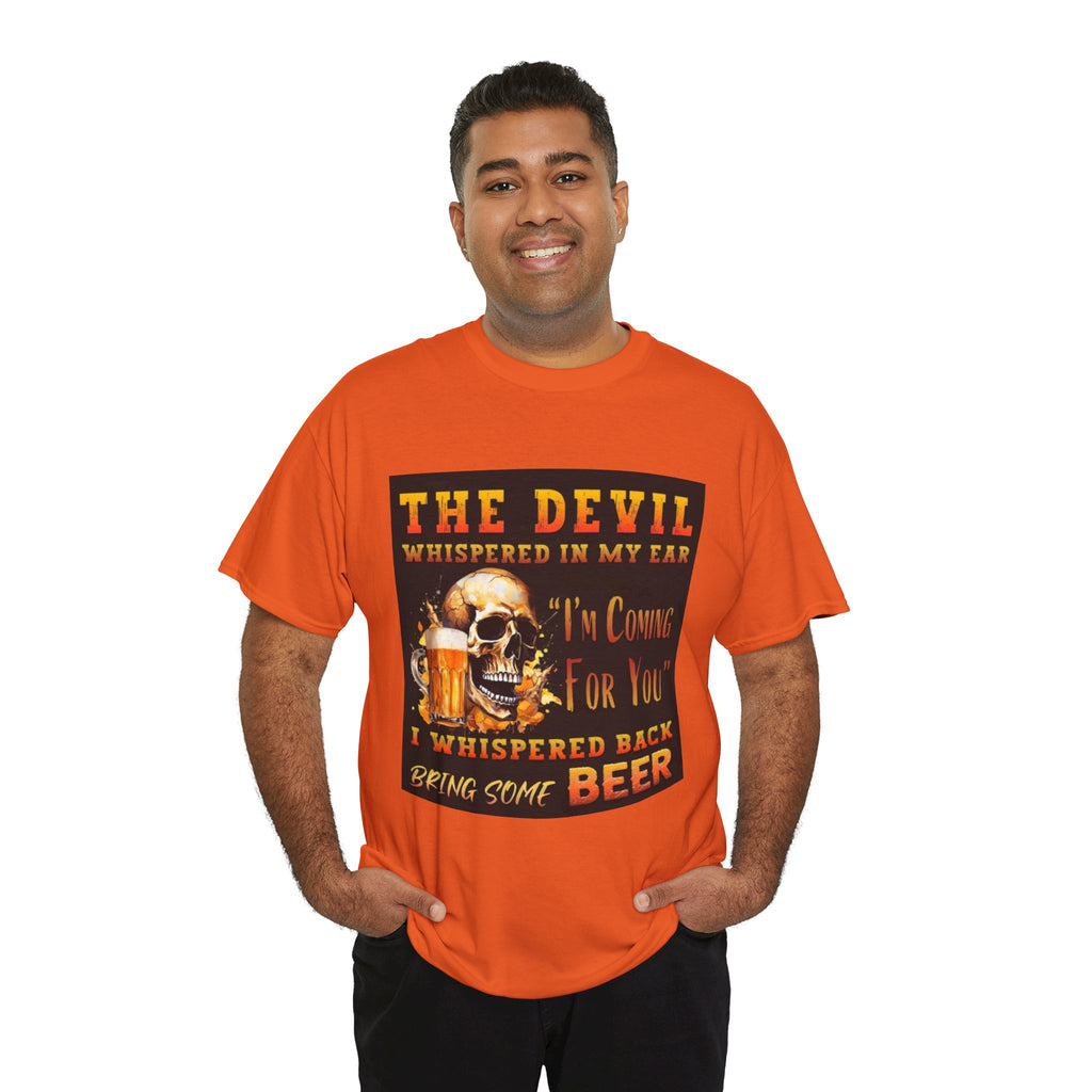 Devil Whispered T-Shirt — “I’m Coming For You” Skull Beer Graphic Tee