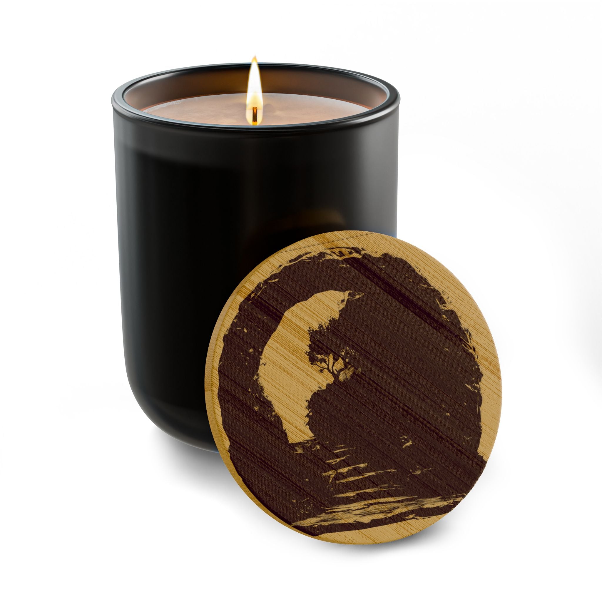 Engraved 14oz Soy Candle — Moon & Waves Scented Candle with Wooden Lid