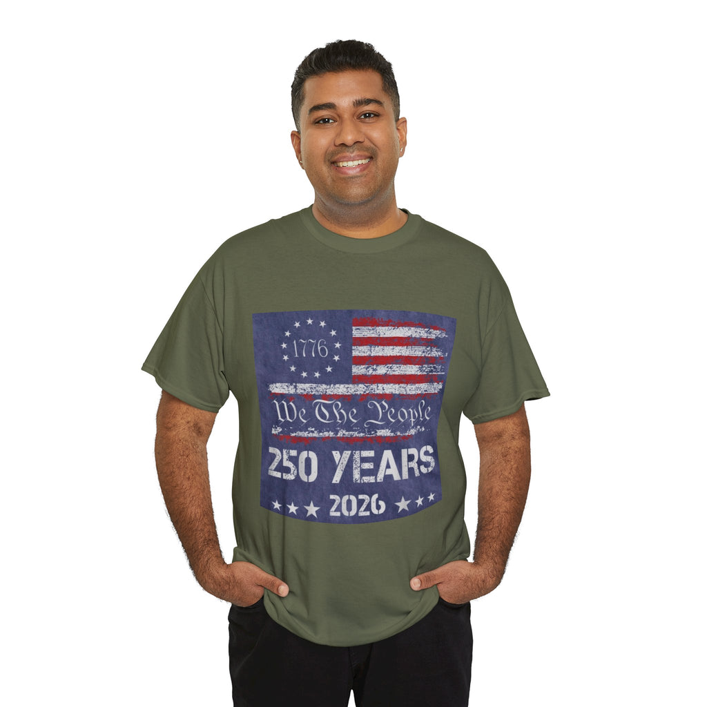 T-Shirt — Vintage 'We The People 250 Years 2026' Patriotic American Flag Tee