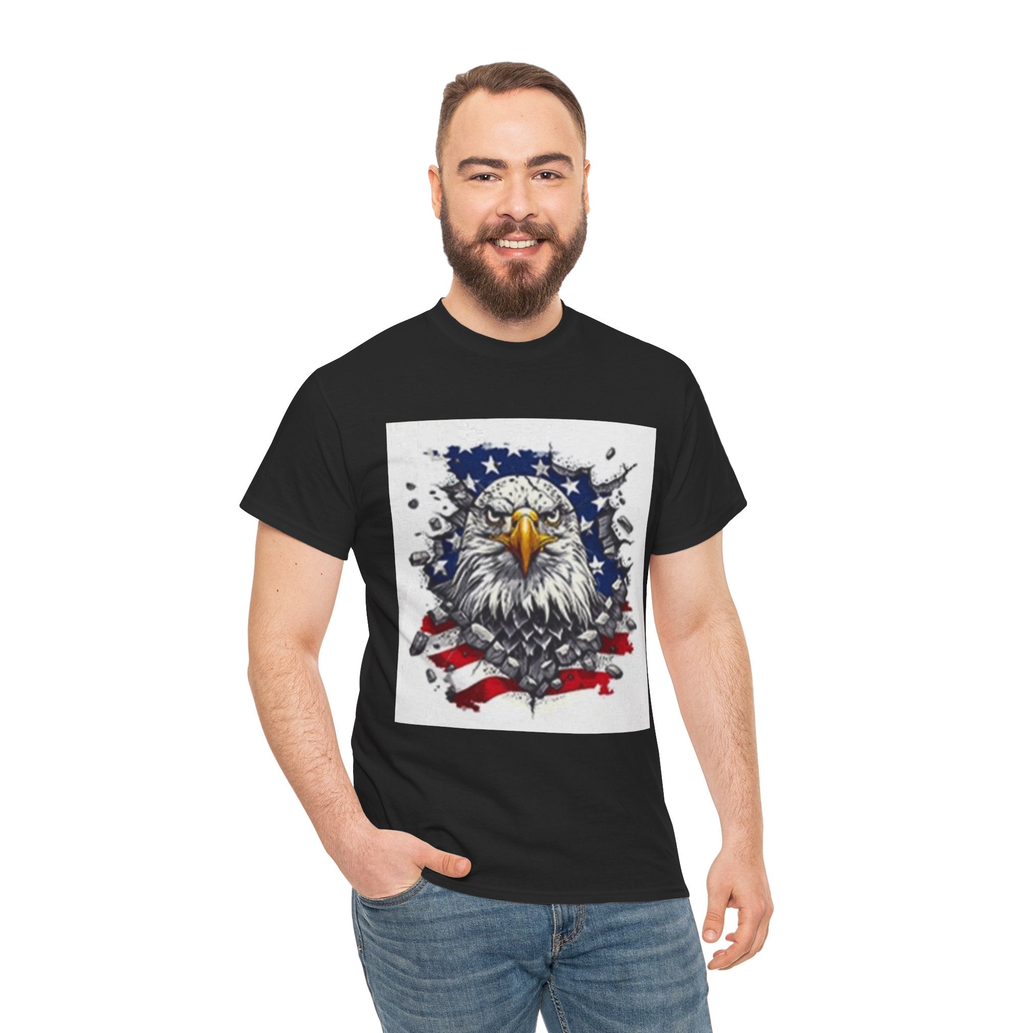 Eagle American Flag T-Shirt — Patriotic Bald Eagle Graphic Tee for 4th of July