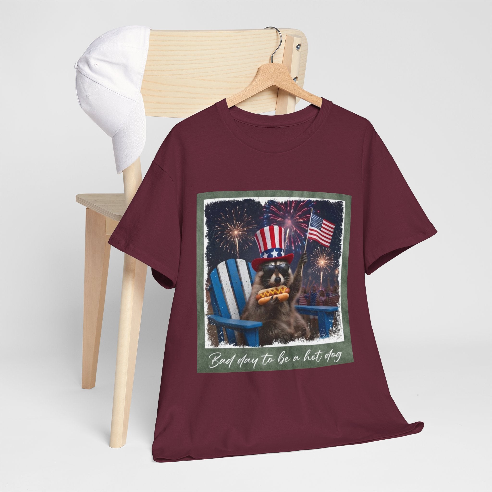 Patriotic Uncle Sam Bear T-Shirt — 'God Spares Us to Be a Hot Dog' 4th of July Tee