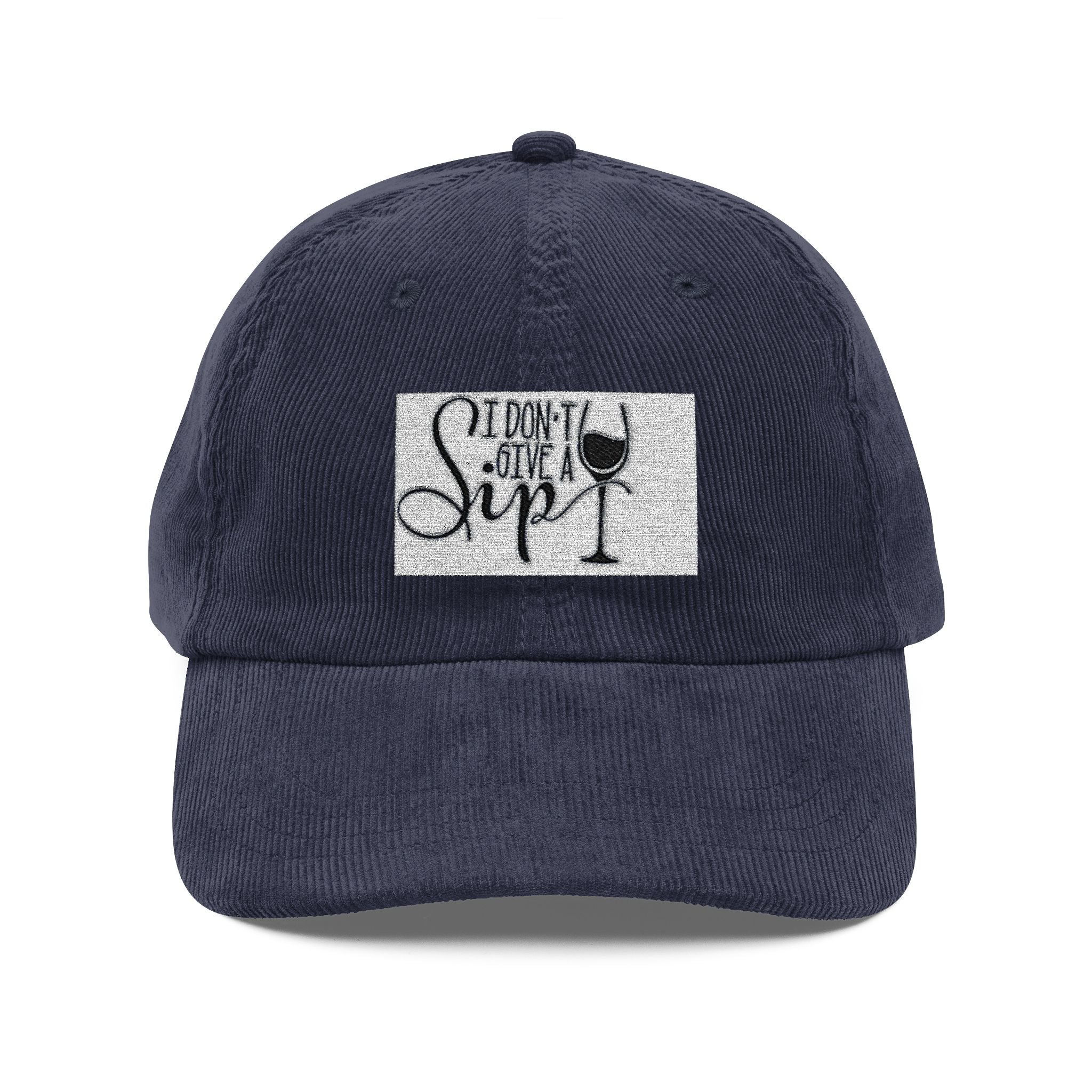 Vintage Corduroy Cap — Embroidered ‘Sip’ Wine Lover Baseball Hat
