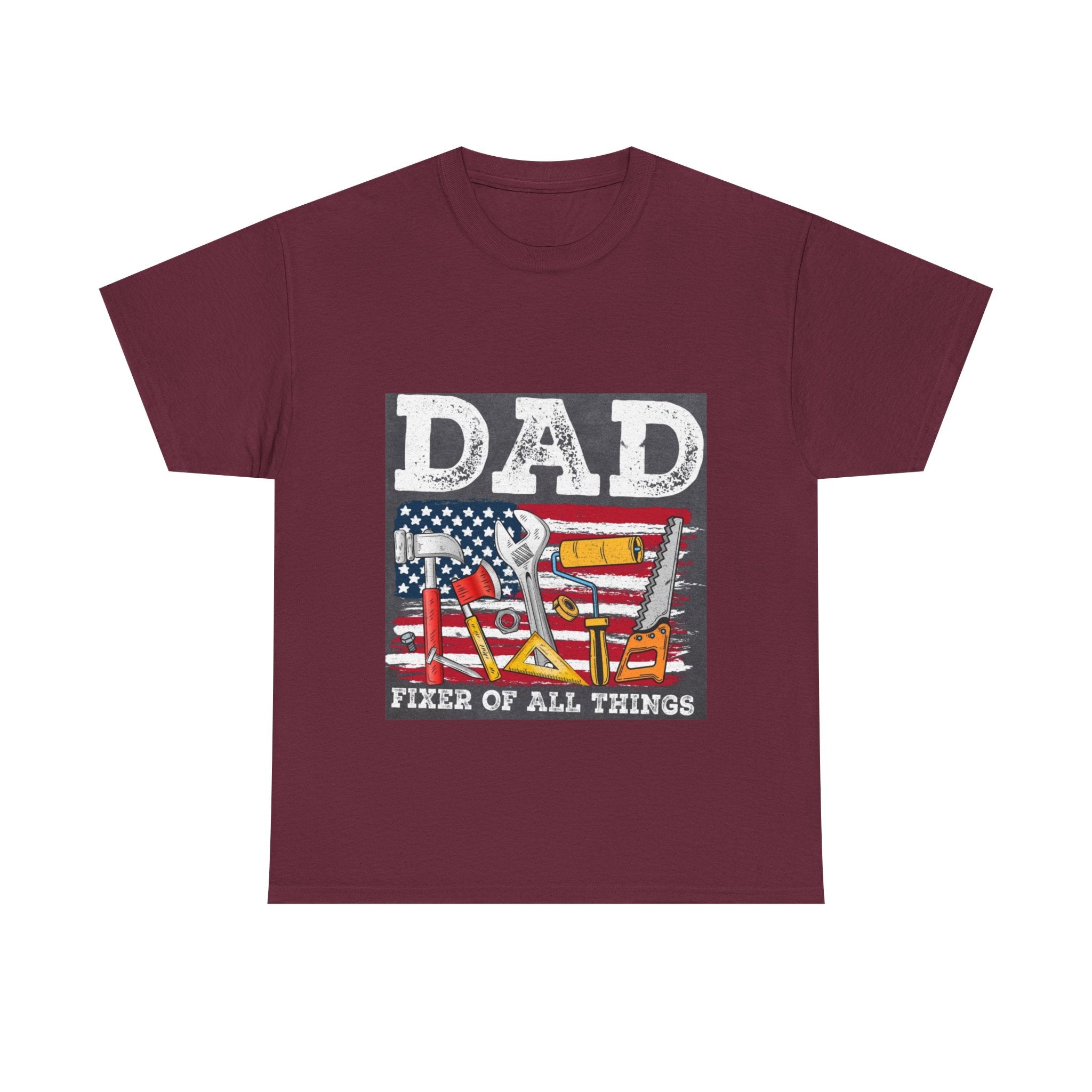 Dad Fixer Of All Things T-Shirt — American Flag Tool Graphic Tee for Fathers