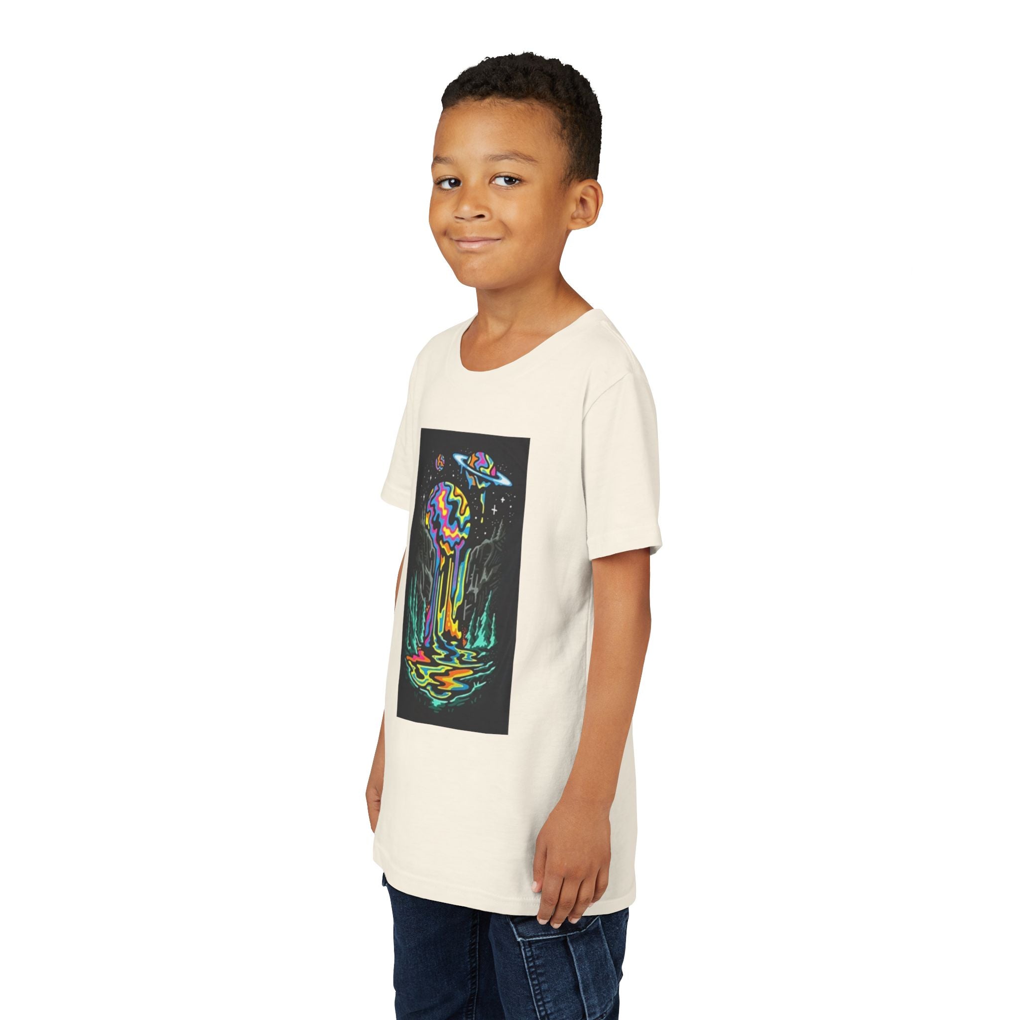 Youth Tee — Neon Drip Planet Space Graphic