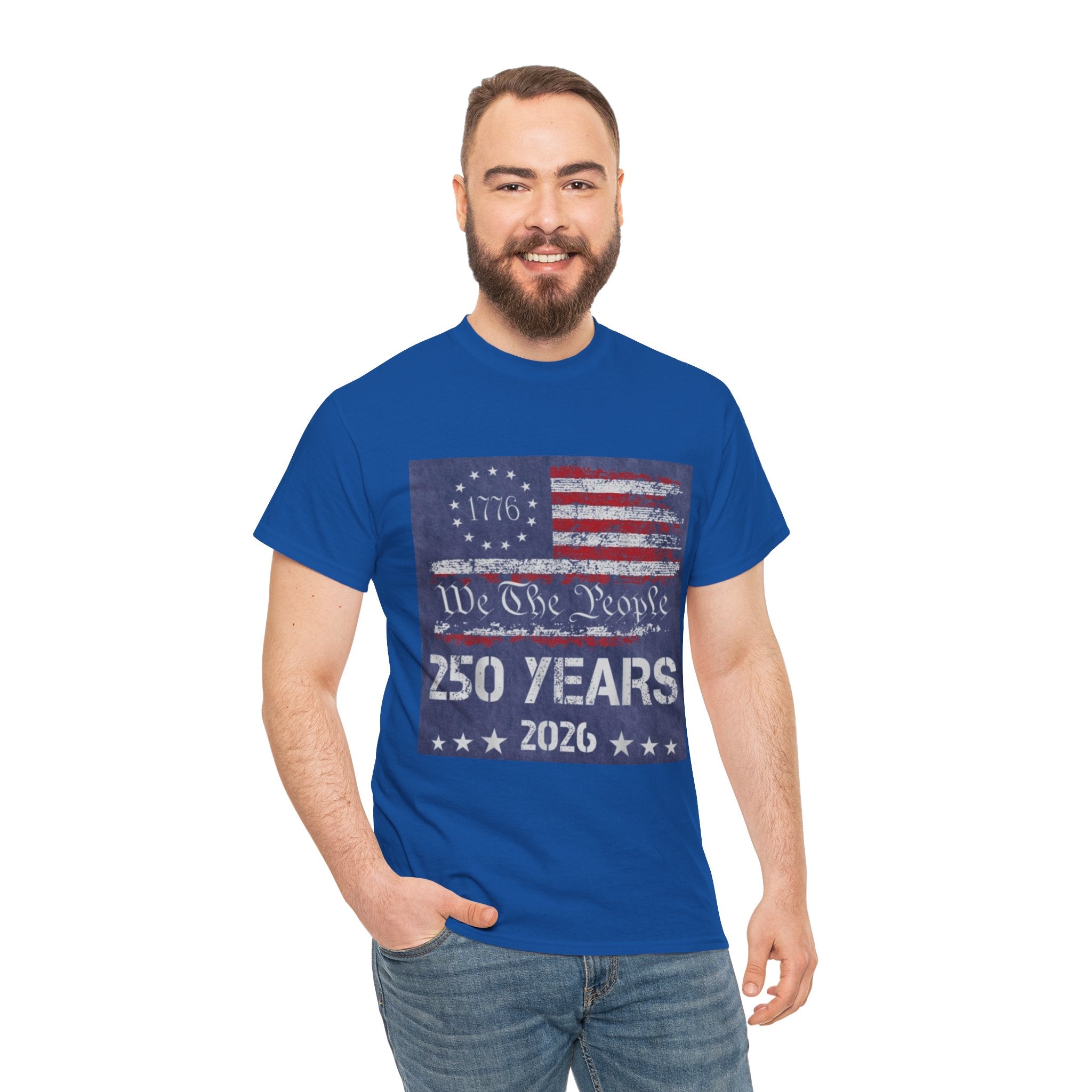 T-Shirt — Vintage 'We The People 250 Years 2026' Patriotic American Flag Tee