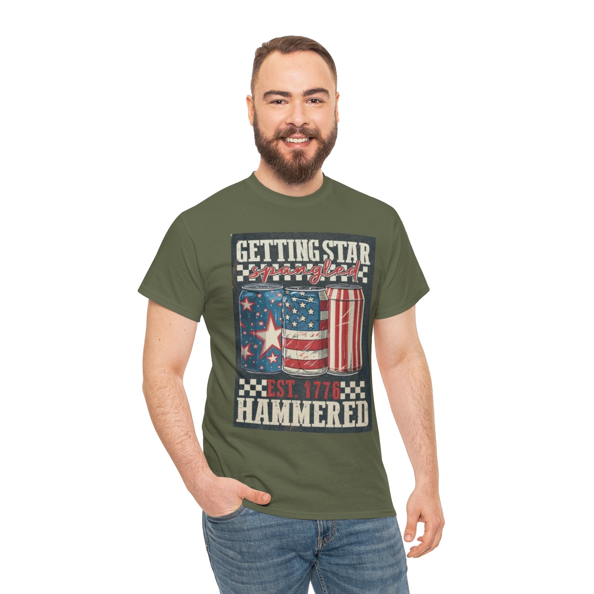 Getting Star Hammered Tee — Patriotic 4th of July Beer Can T-Shirt (Est. 1776)