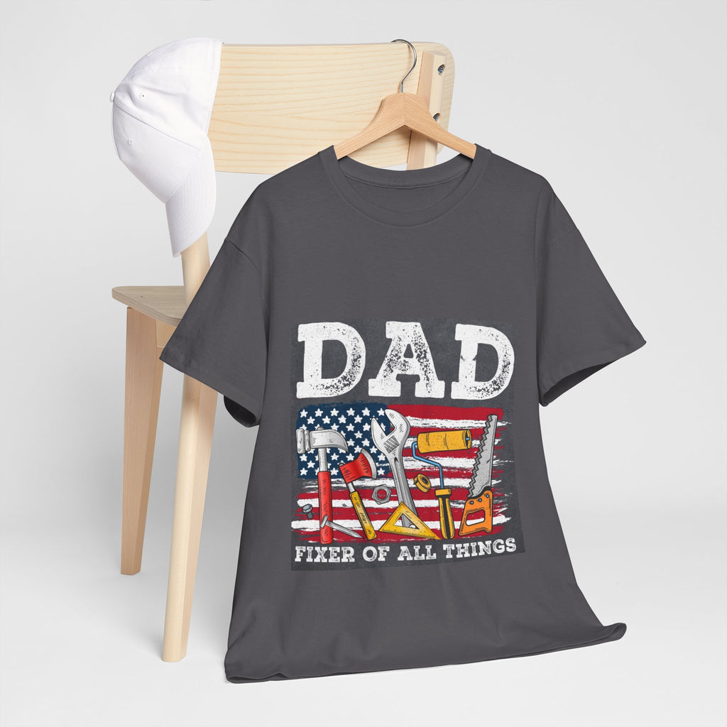 Dad Fixer Of All Things T-Shirt — American Flag Tool Graphic Tee for Fathers