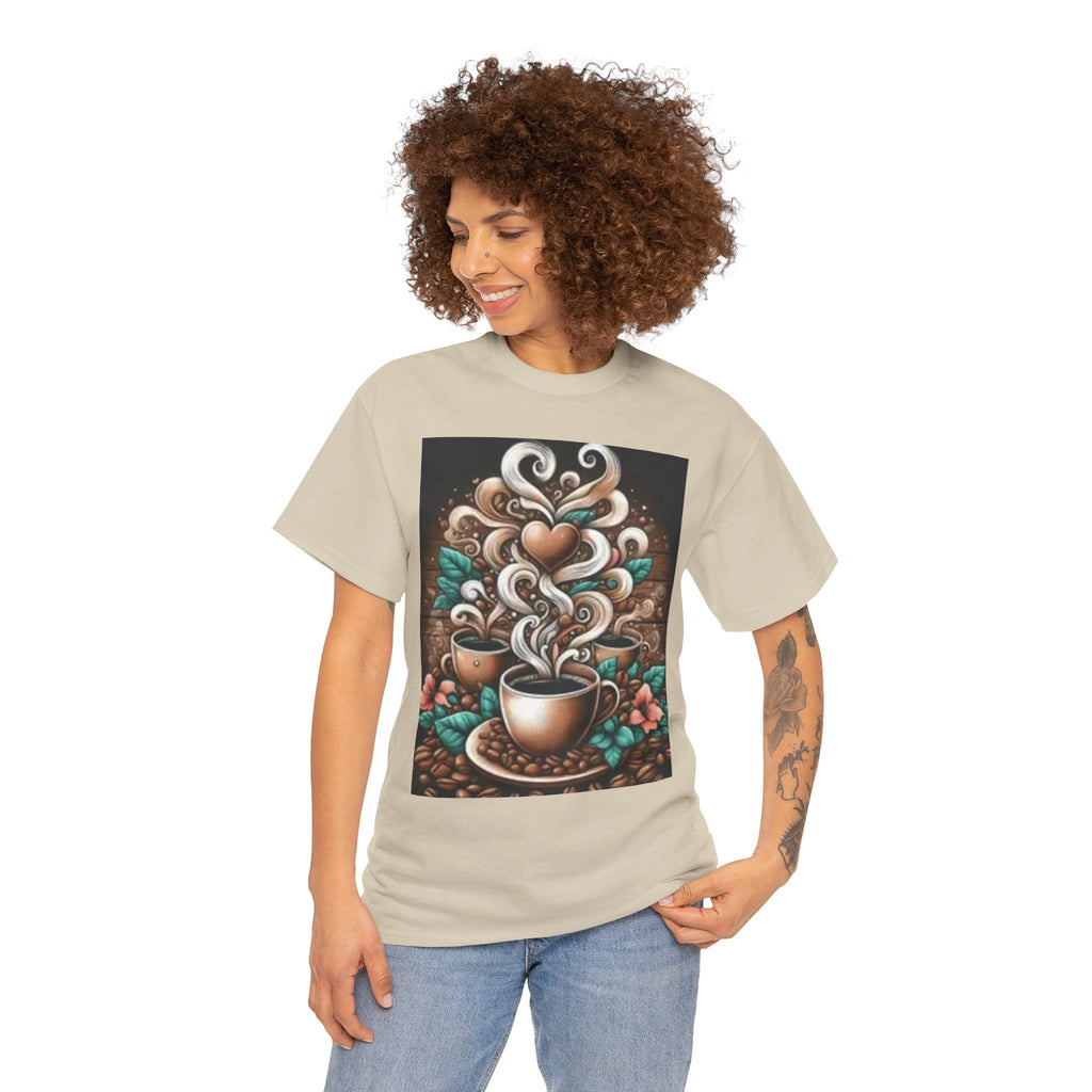 Coffee Cup T-Shirt — Whimsical Steaming Heart Coffee Design