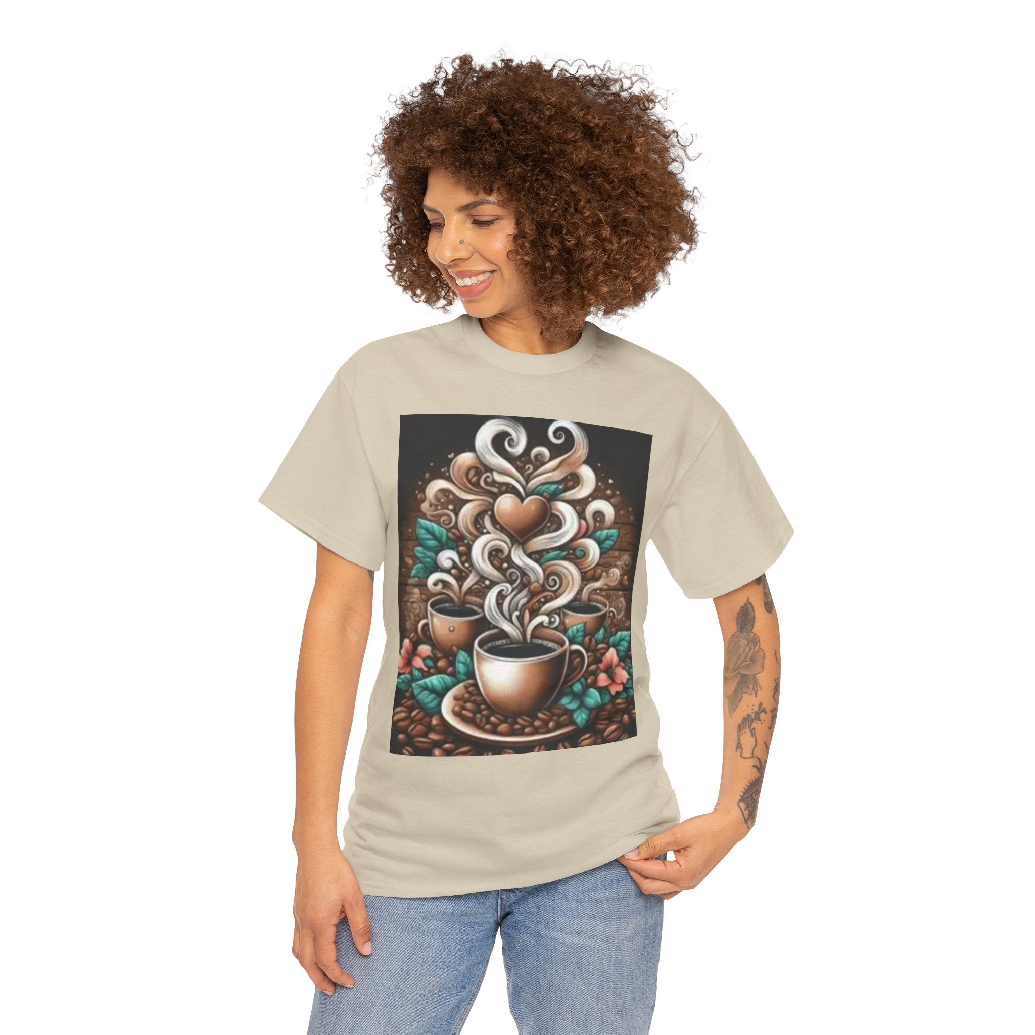 Coffee Cup T-Shirt — Whimsical Steaming Heart Coffee Design