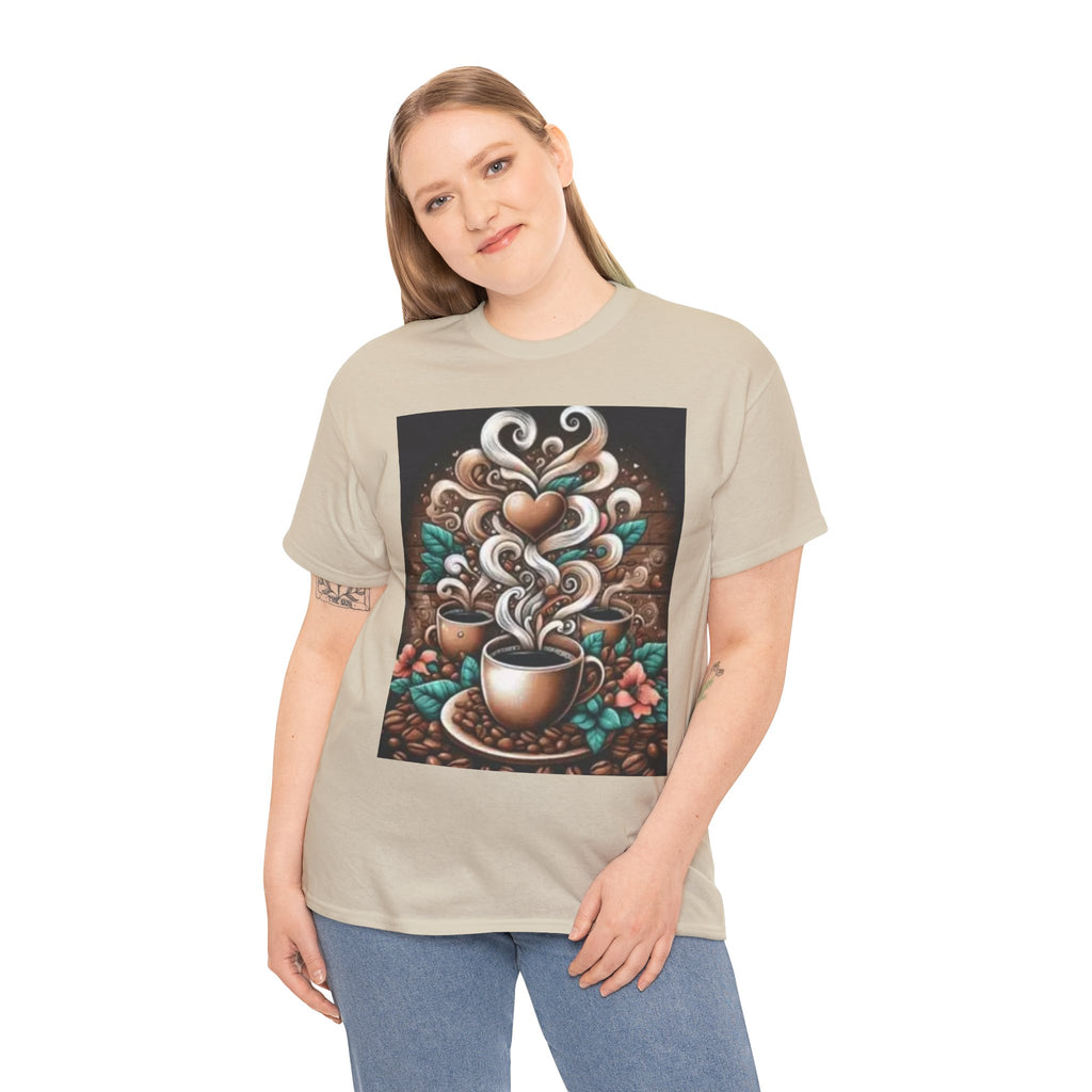 Coffee Cup T-Shirt — Whimsical Steaming Heart Coffee Design