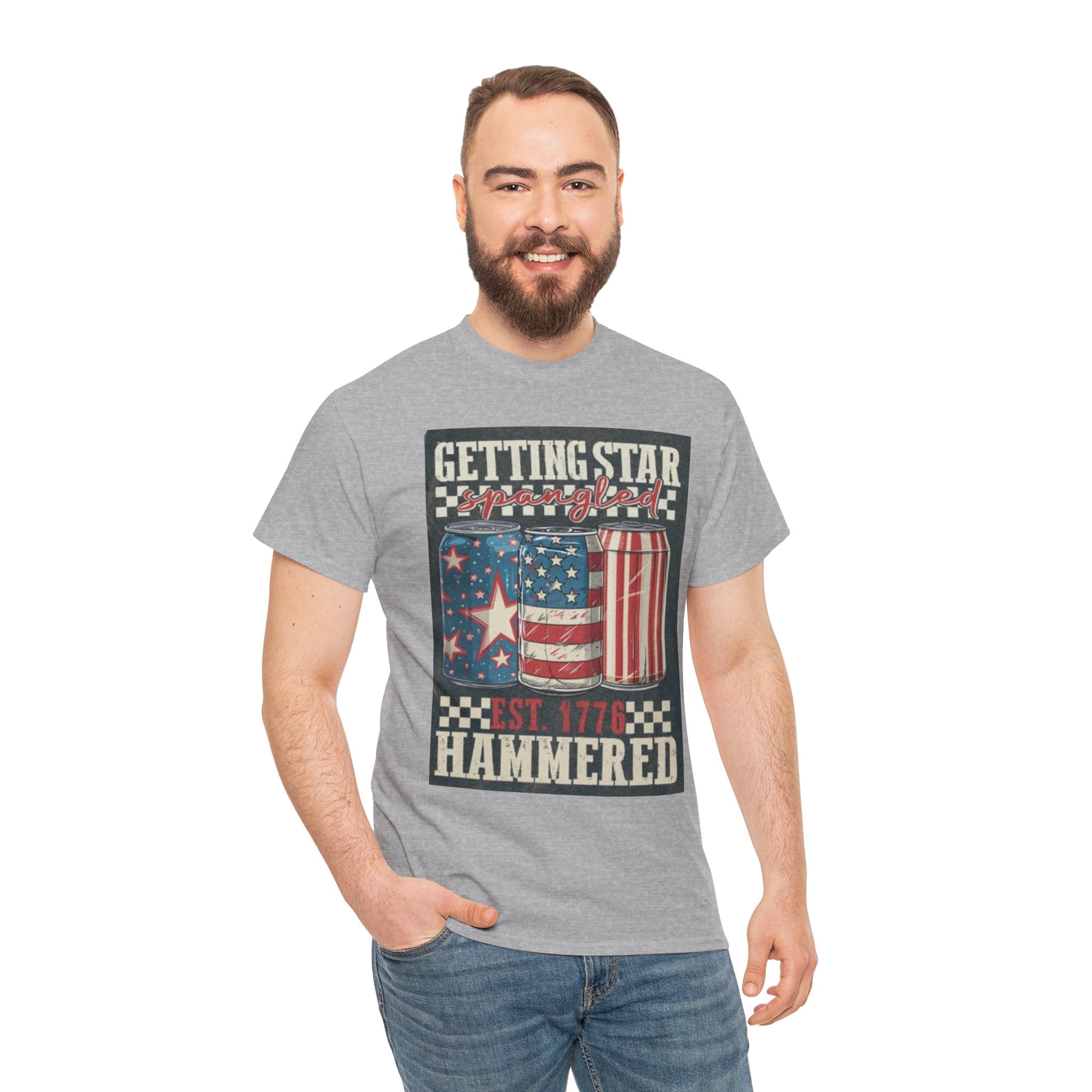 Getting Star Hammered Tee — Patriotic 4th of July Beer Can T-Shirt (Est. 1776)