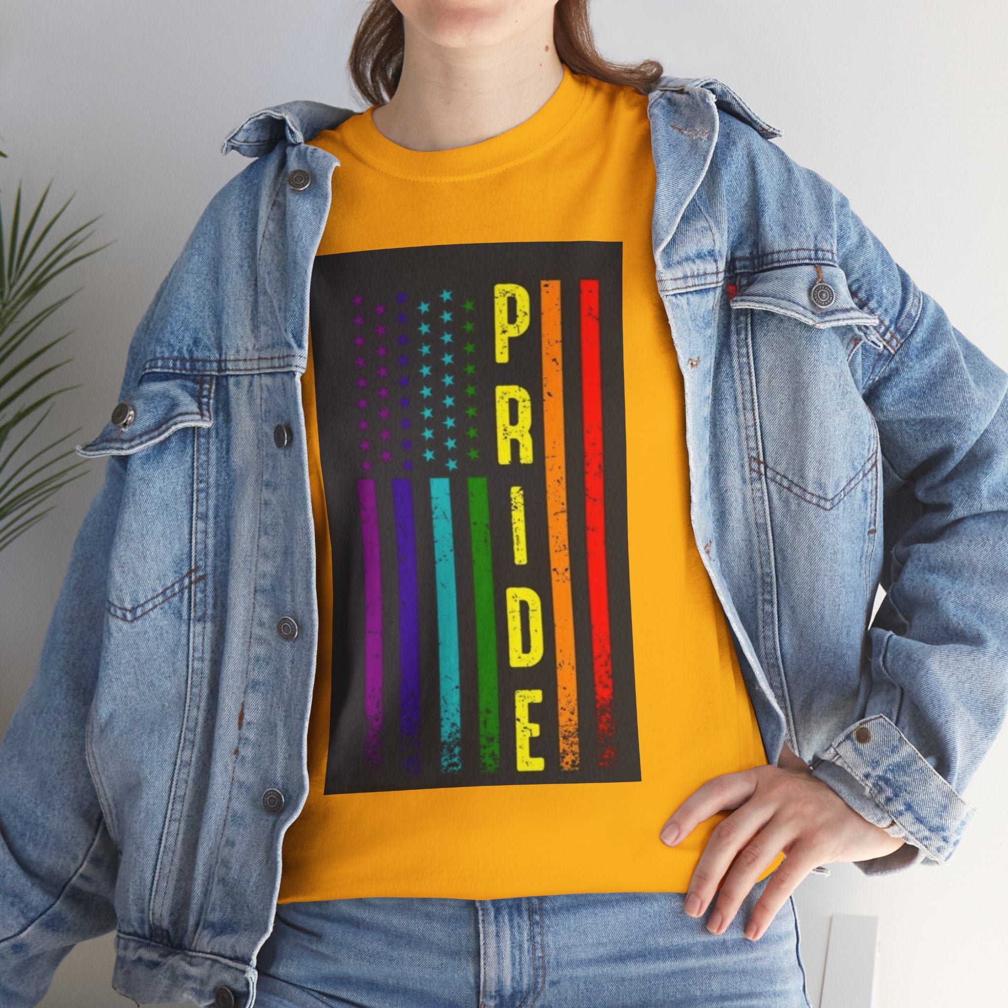 Pride Rainbow Flag Tee — Vertical "PRIDE" Graphic T-Shirt