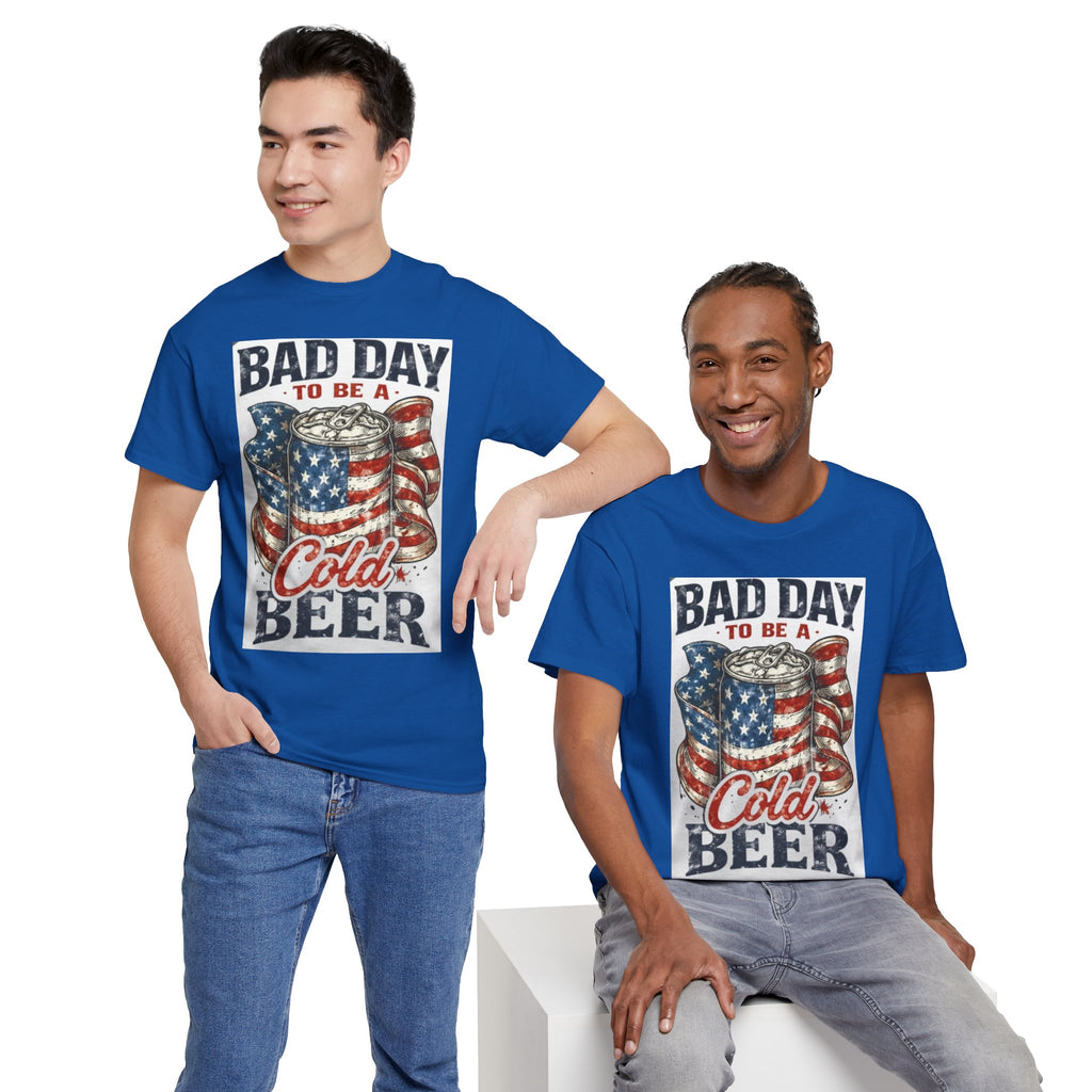 Bad Day to Be a Cold Beer T-Shirt — American Flag Beer Can Graphic Tee