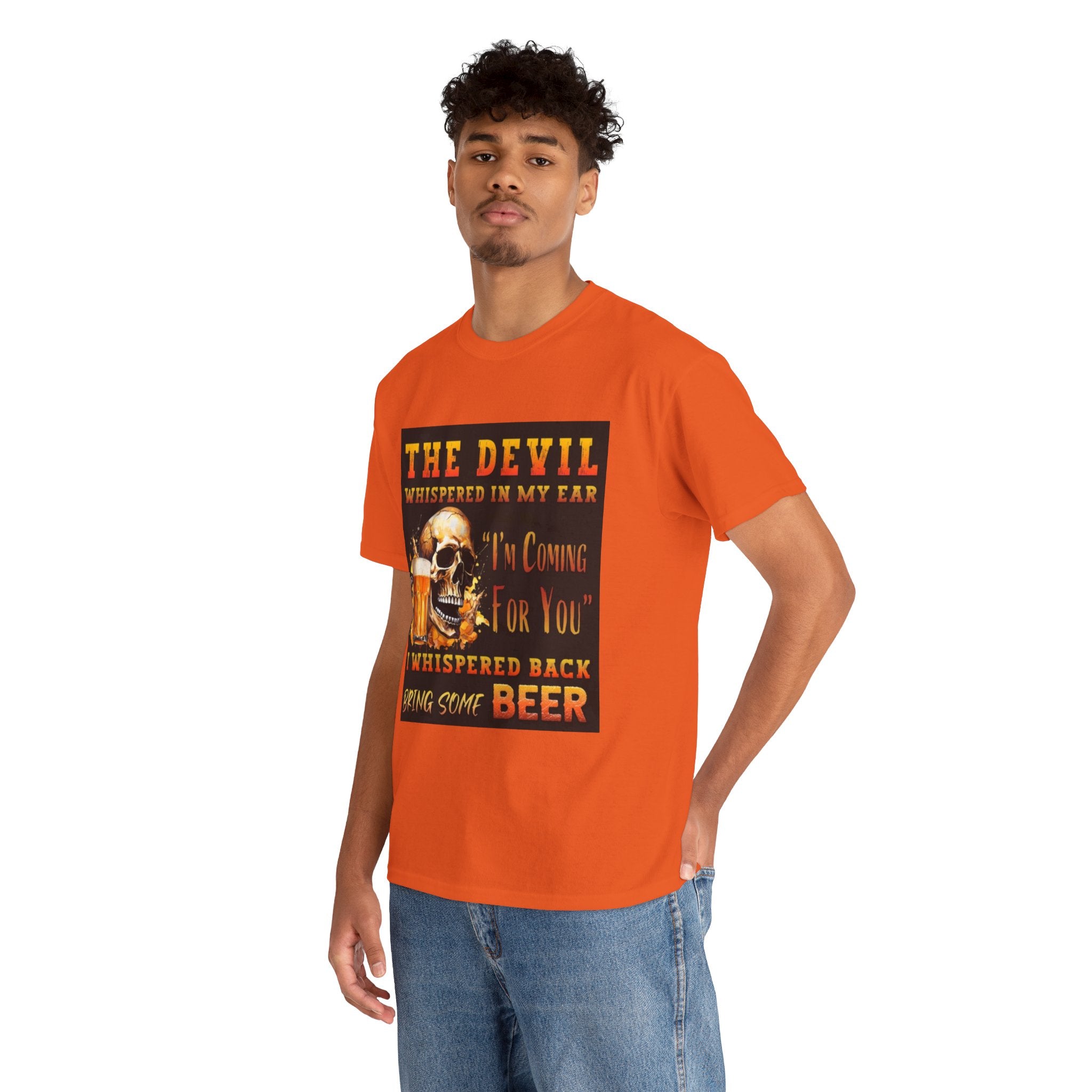 Devil Whispered T-Shirt — “I’m Coming For You” Skull Beer Graphic Tee