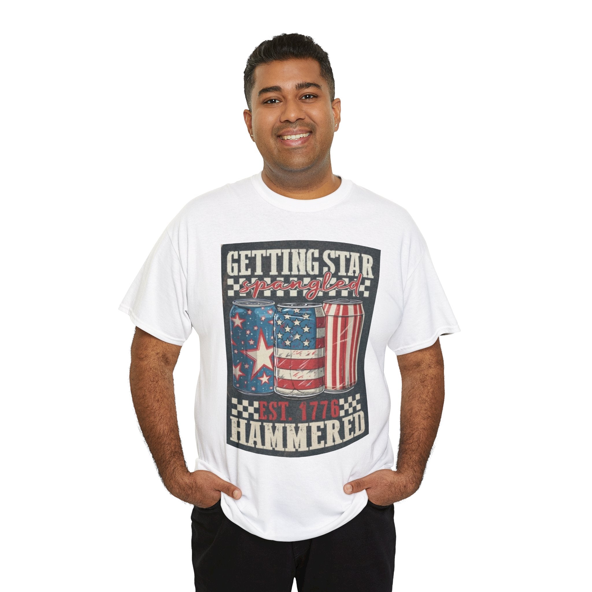 Getting Star Hammered Tee — Patriotic 4th of July Beer Can T-Shirt (Est. 1776)