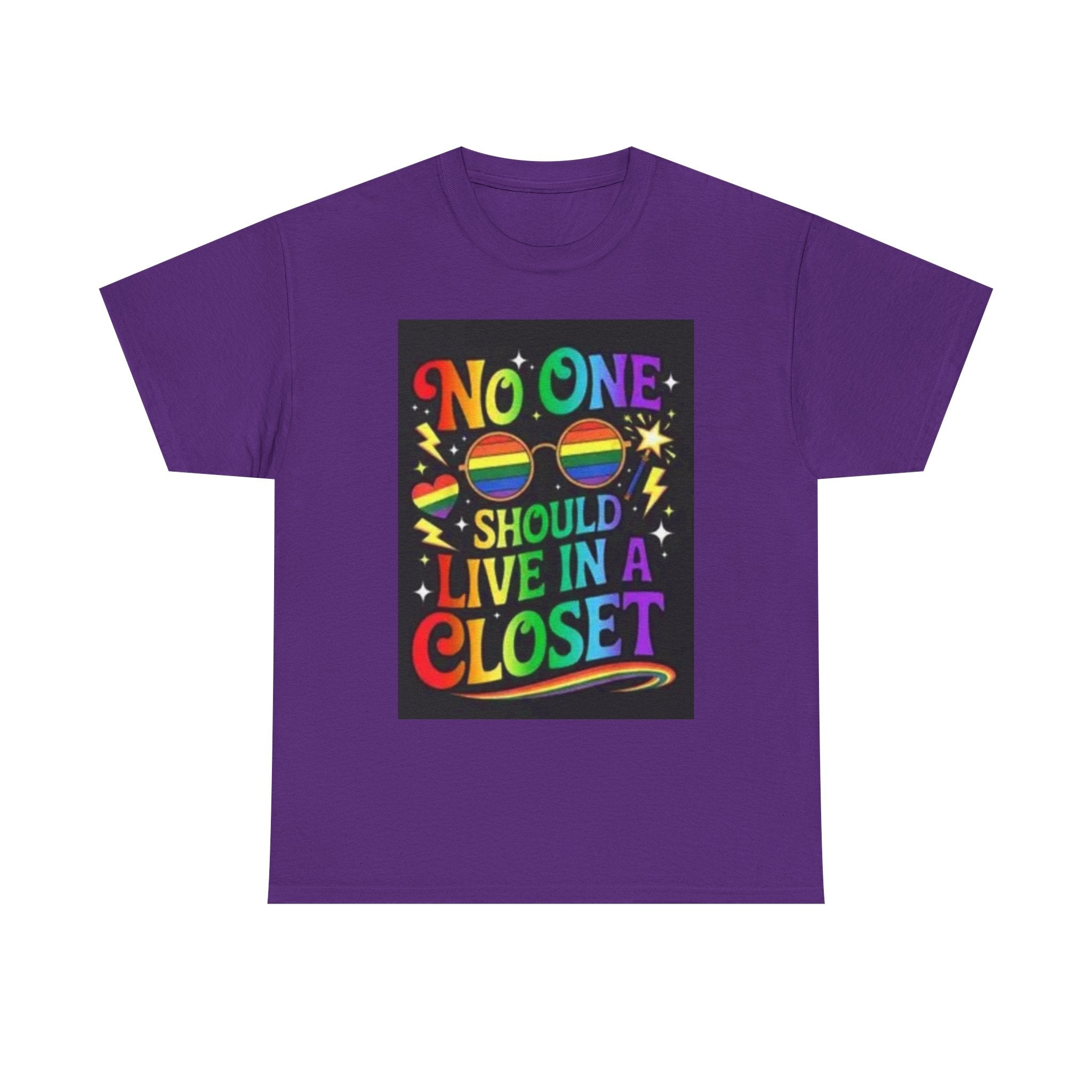 T‑Shirt — "No One Should Live in a Closet" Rainbow Pride Tee