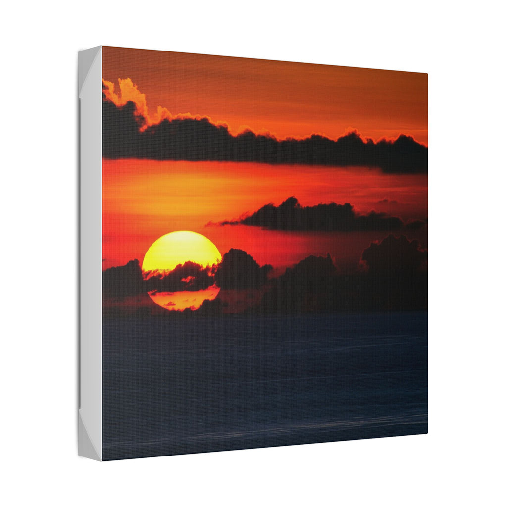 Sunset Ocean Canvas Print — Dramatic Red Sunset Wall Art
