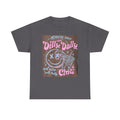 Dilly Dally Club Graphic Tee — Retro Pastel Drink & Moon Design