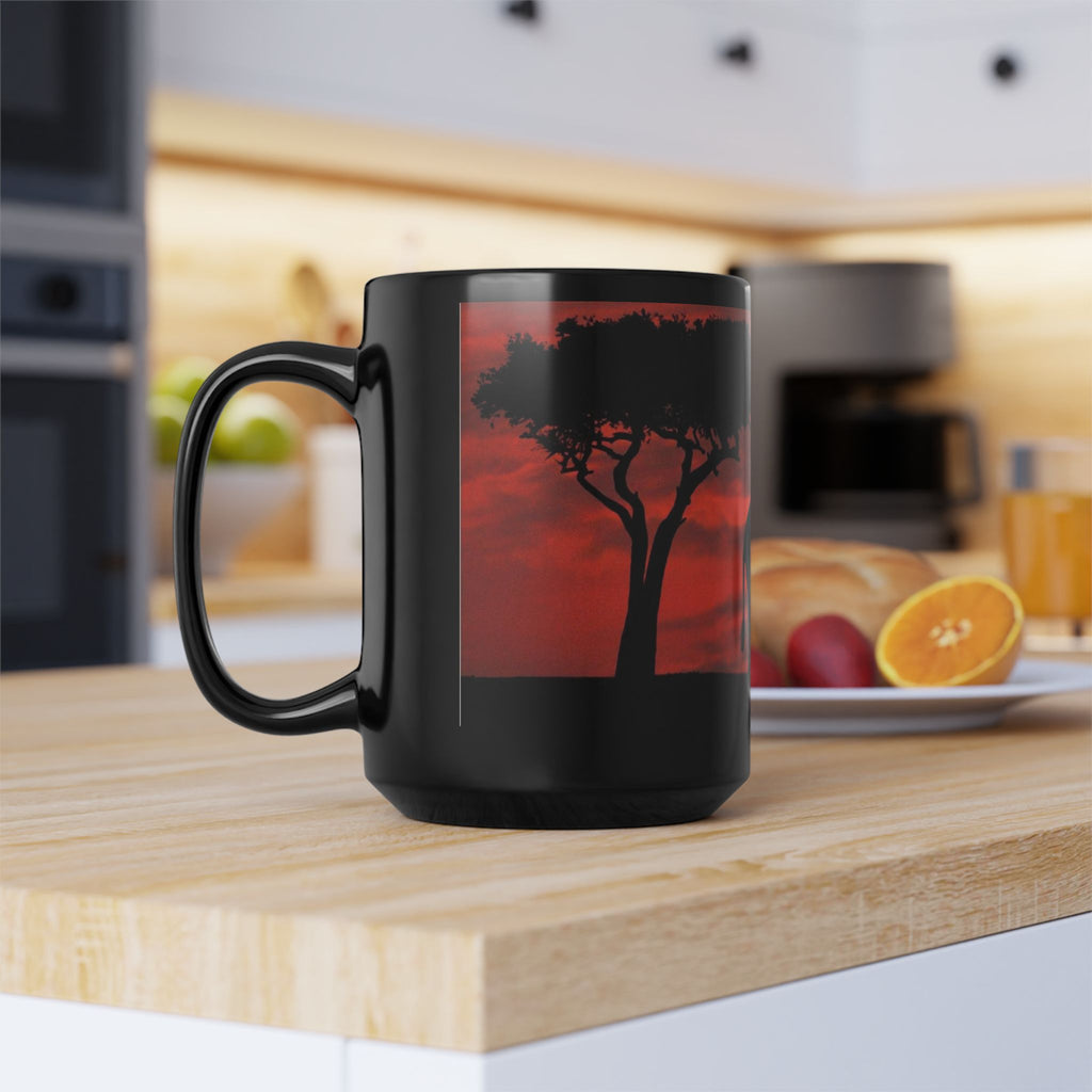Elephant Sunset Mug — African Safari Silhouette Coffee Cup (11oz/15oz)