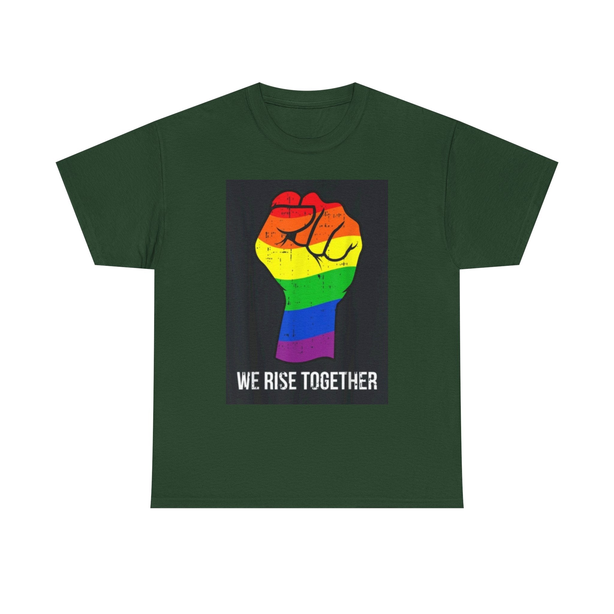 We Rise Together Rainbow Fist T-Shirt